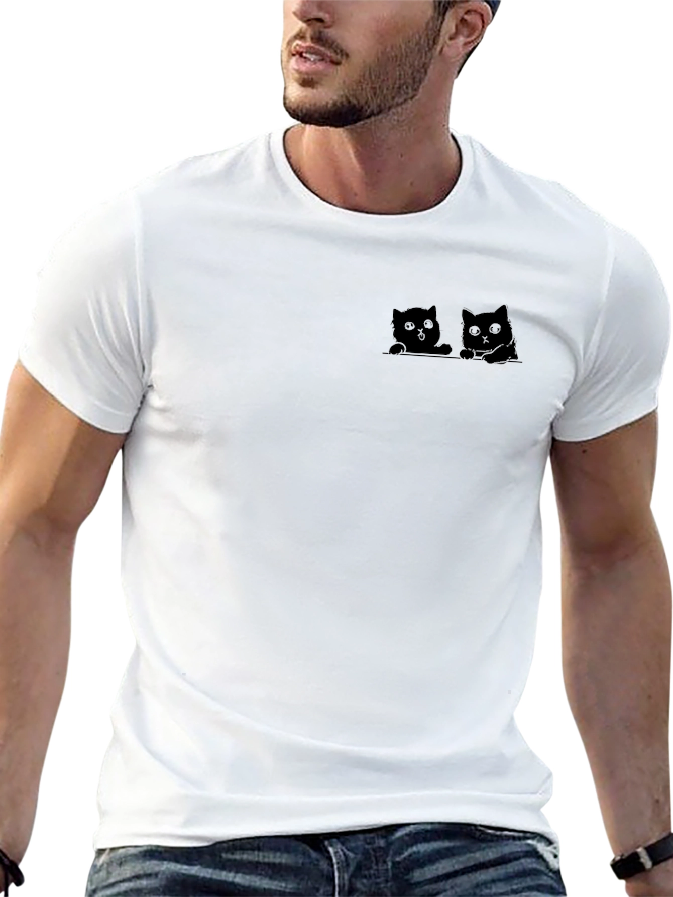 Mens Black Cat Peekaboo Graphic Tee
