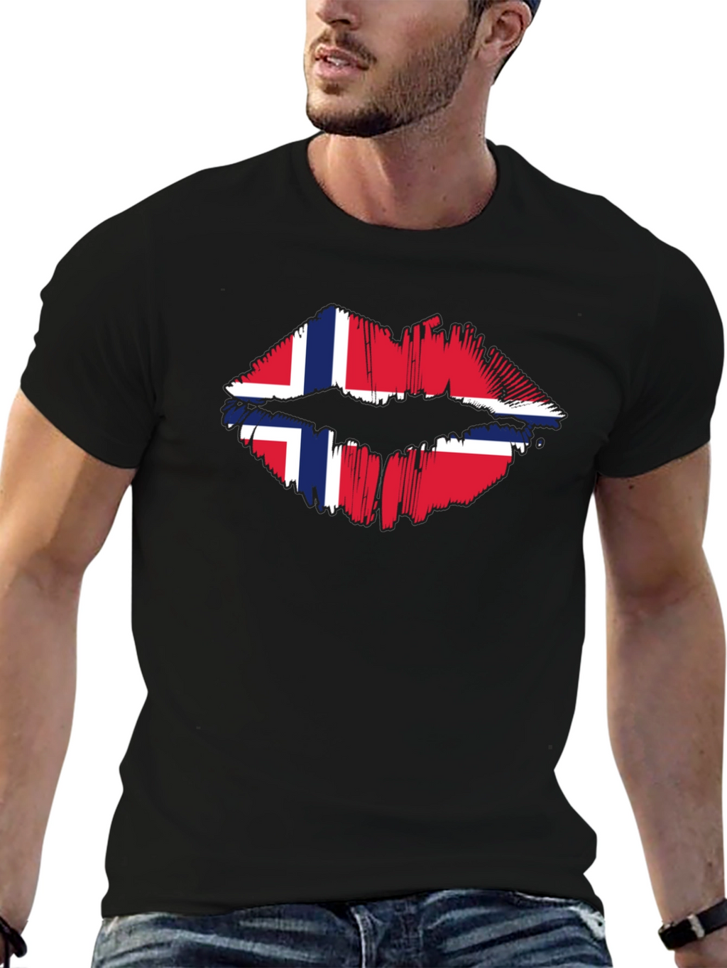 Norway Flag Lips Graphic T-Shirt