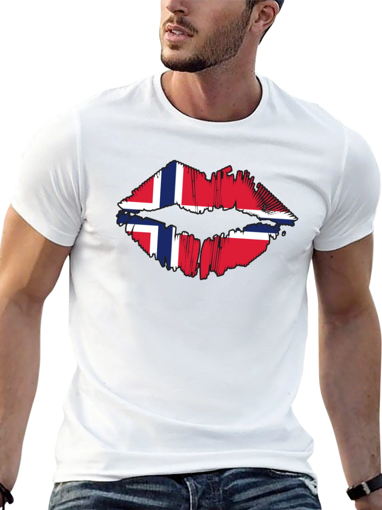 Norway Flag Lips Graphic T-Shirt