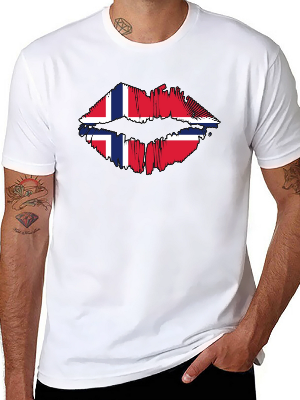 Norway Flag Lips Graphic T-Shirt