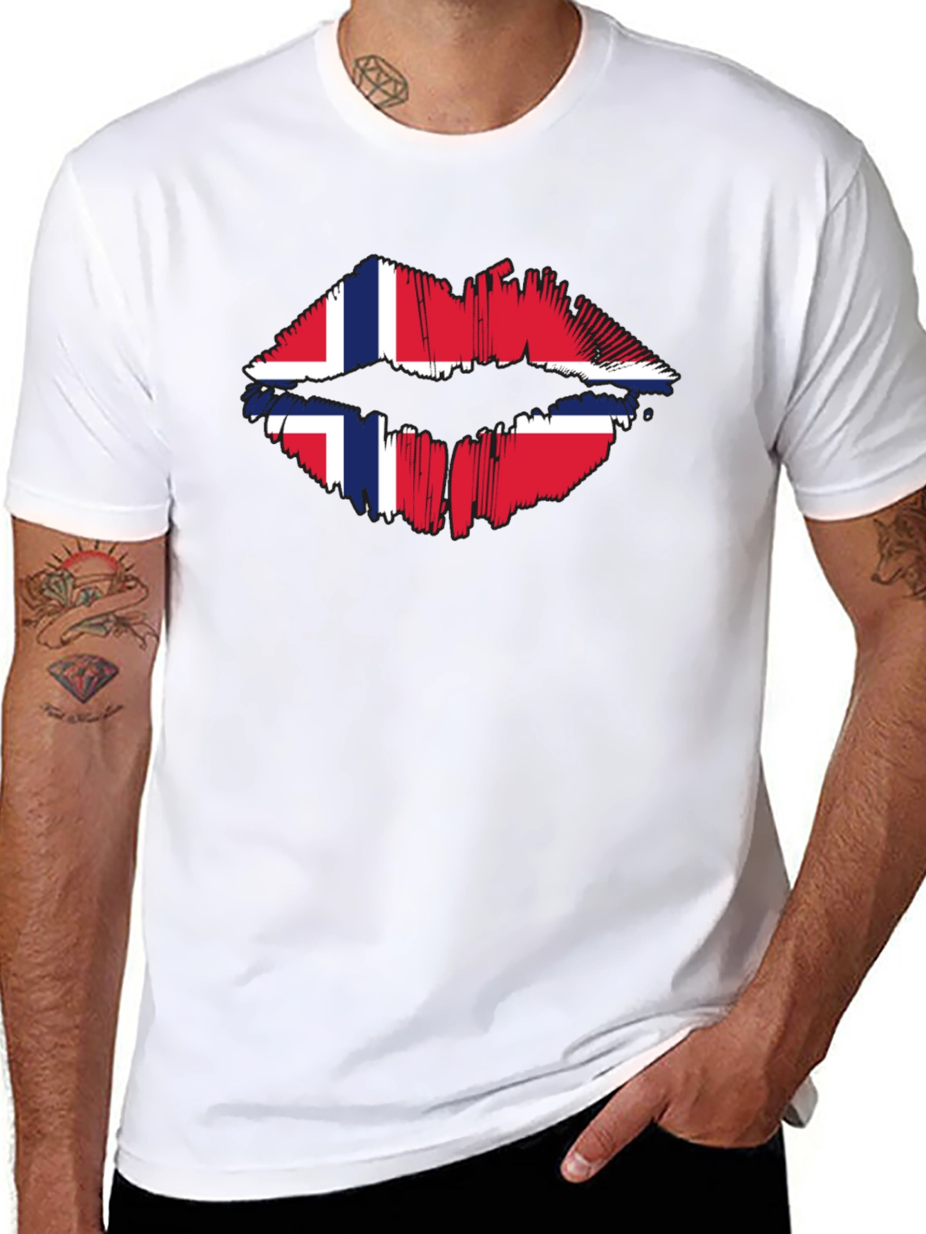 Norway Flag Lips Graphic T-Shirt