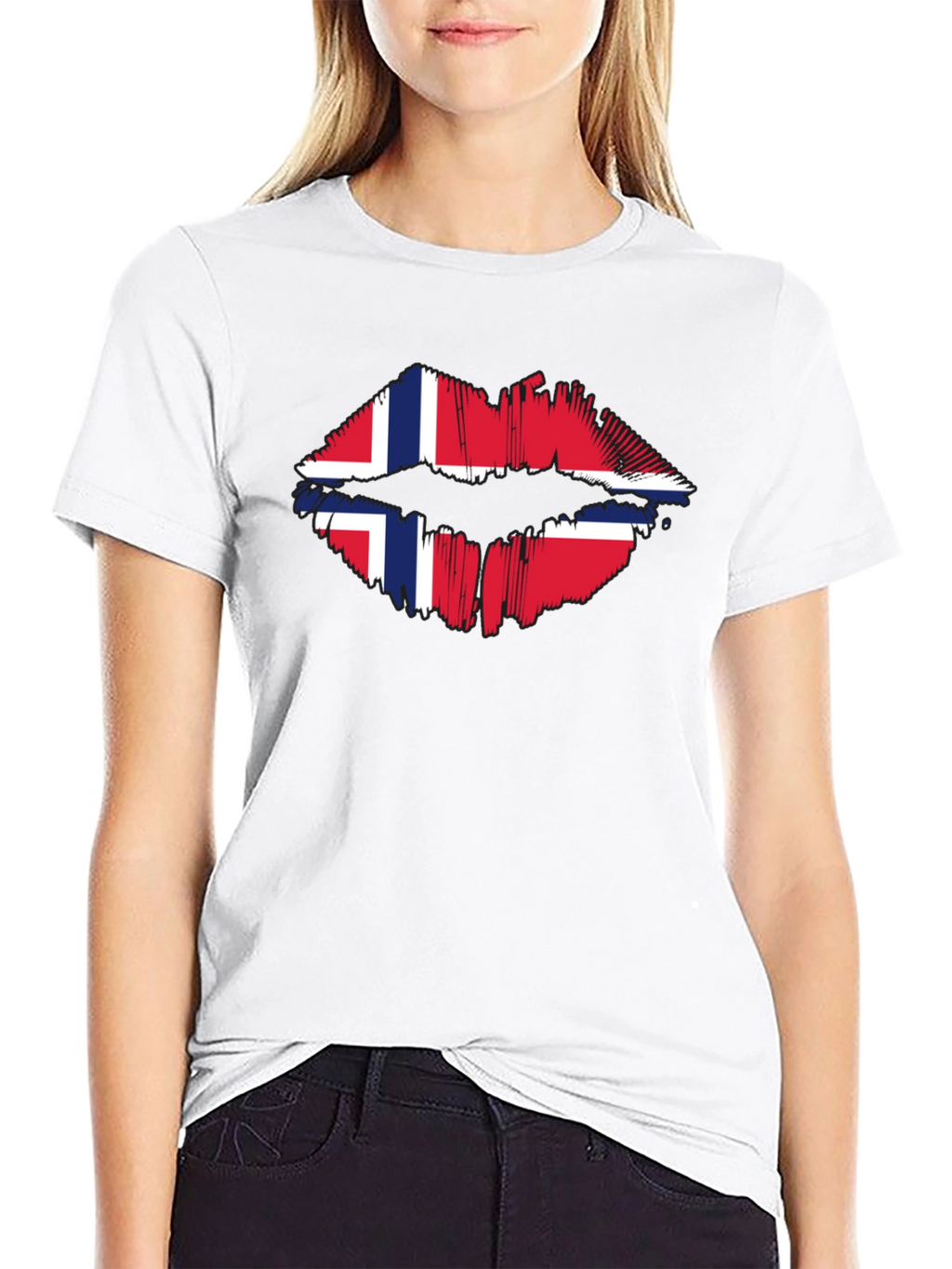 Norway Flag Lips Graphic T-Shirt