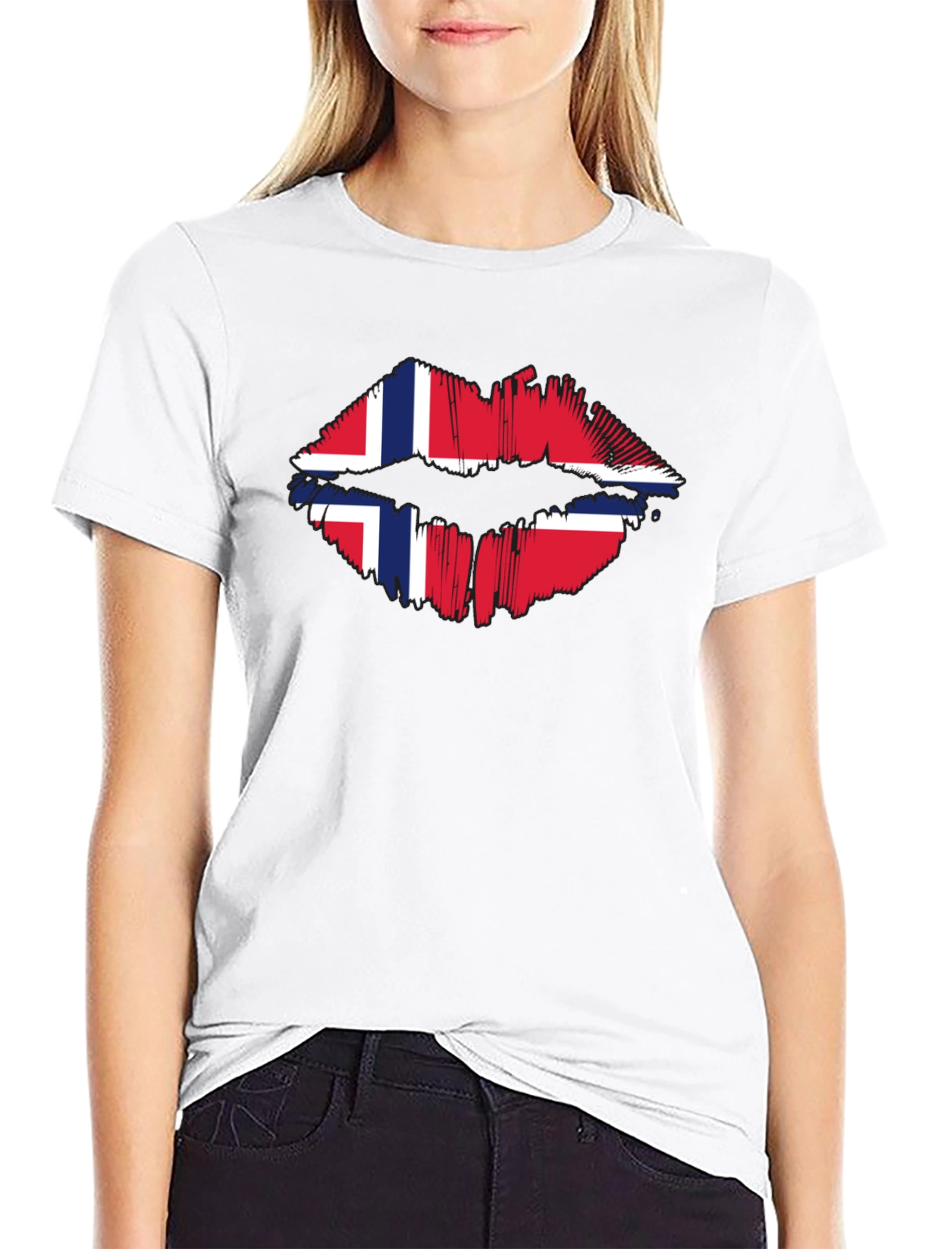 Norway Flag Lips Graphic T-Shirt