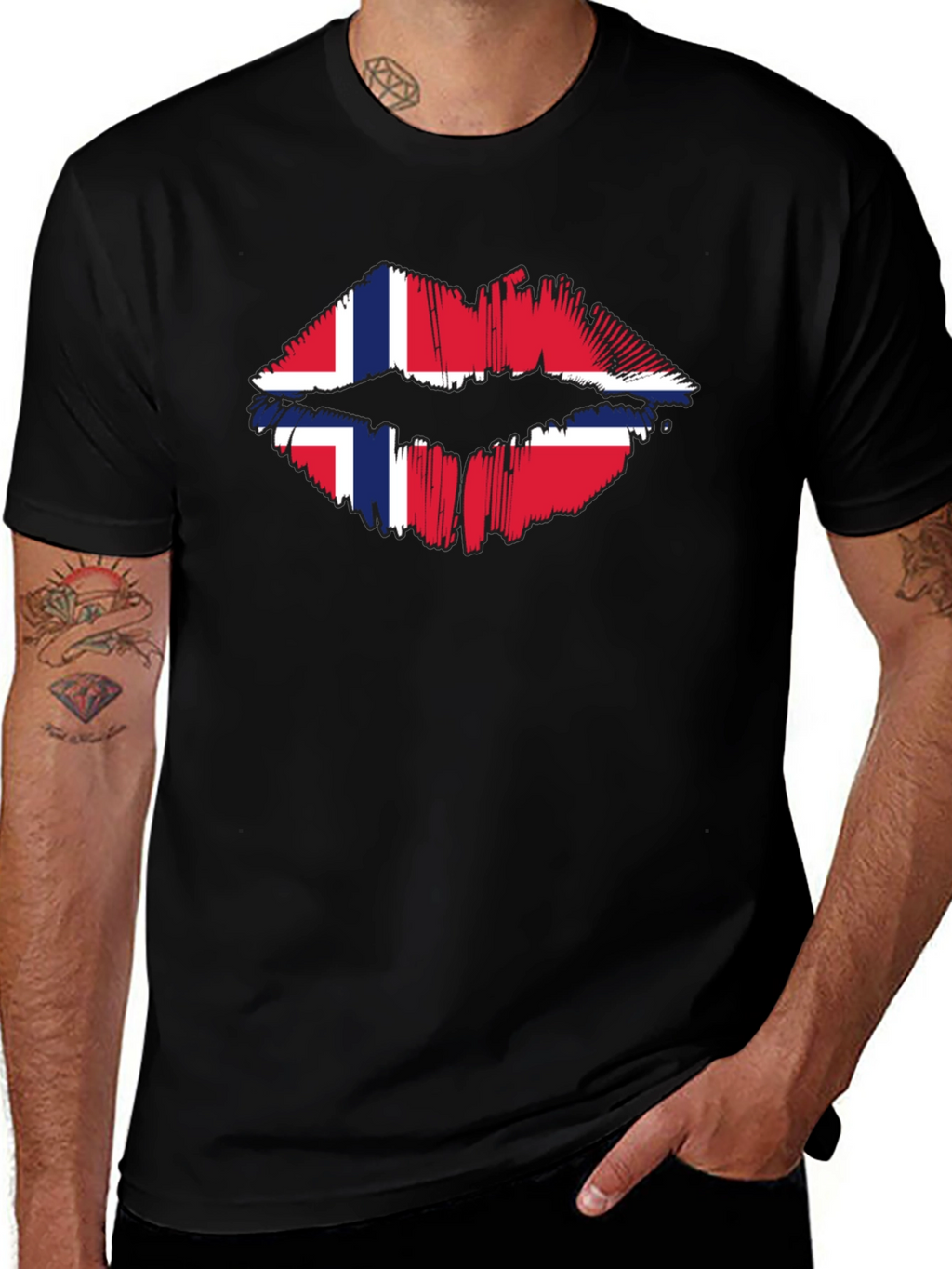 Norway Flag Lips Graphic T-Shirt