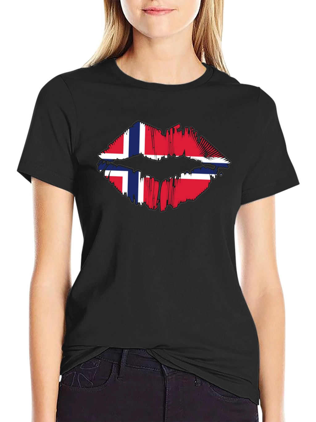 Norway Flag Lips Graphic T-Shirt