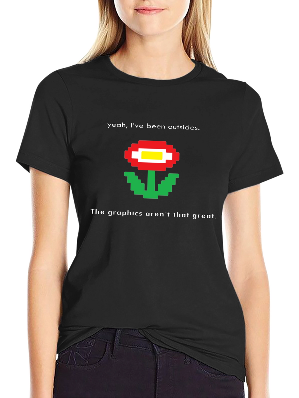 Retro Gaming T-Shirt - Pixel Flower Graphic Tee