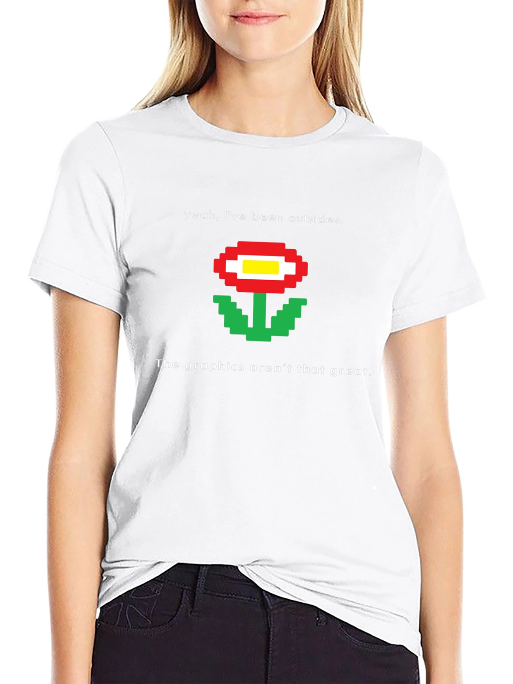 Retro Gaming T-Shirt - Pixel Flower Graphic Tee