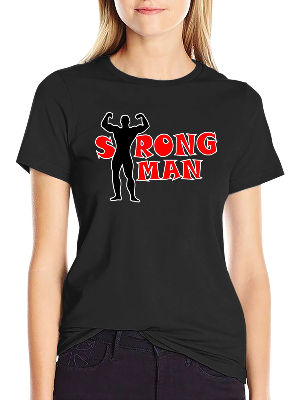 Strong Man Black T-Shirt Graphic Tee