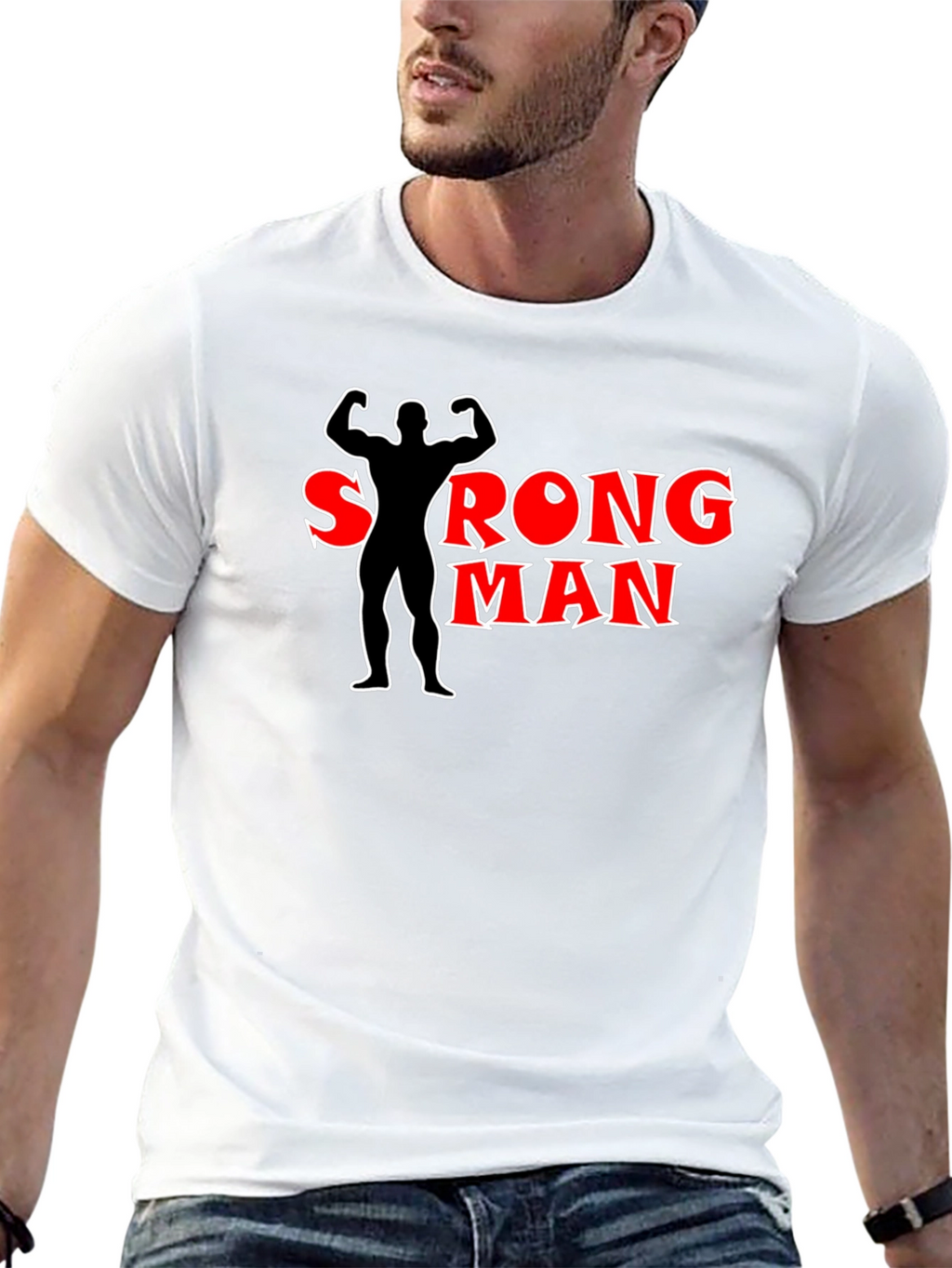 Strong Man Black T-Shirt Graphic Tee