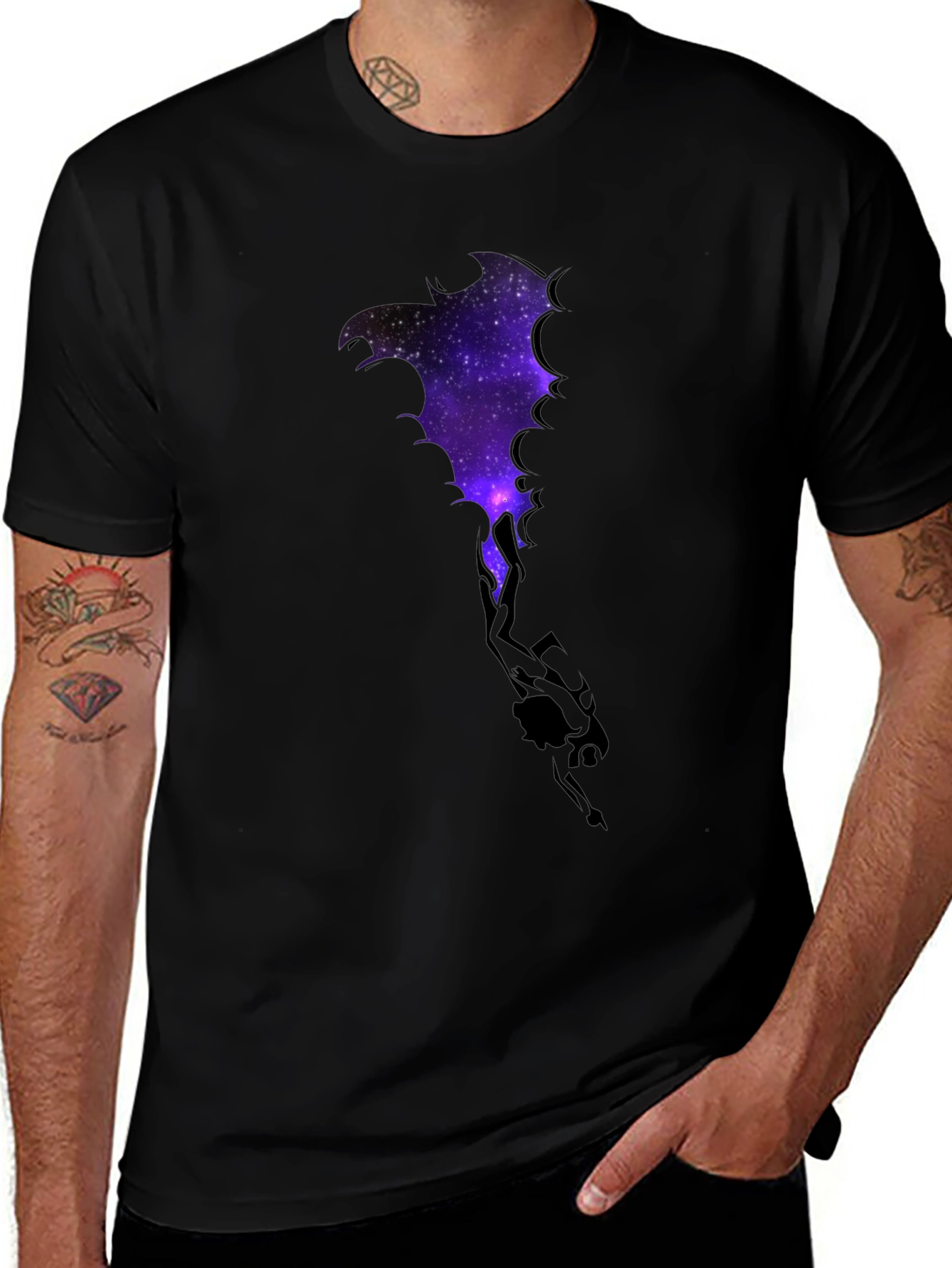 Cosmic Dragon Graphic Tee - Black