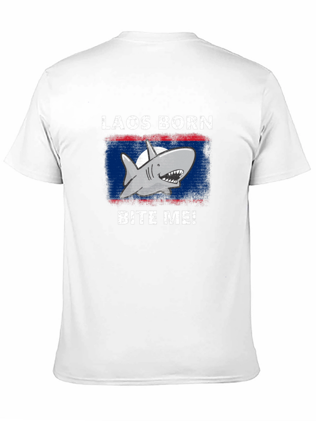 Laos Born Shark Bite Me! Mens Black T-Shirt