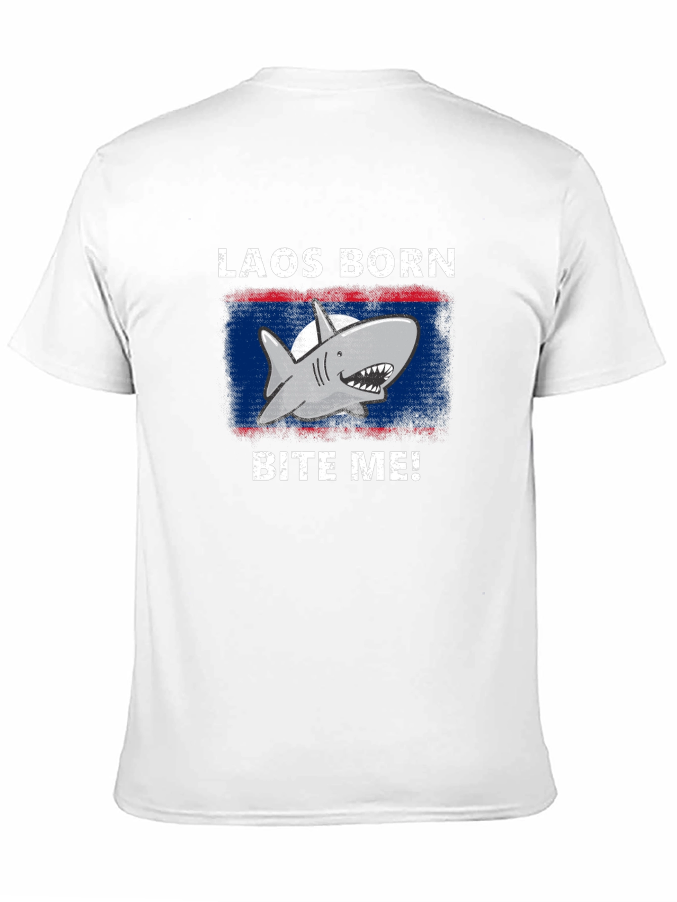 Laos Born Shark Bite Me! Mens Black T-Shirt