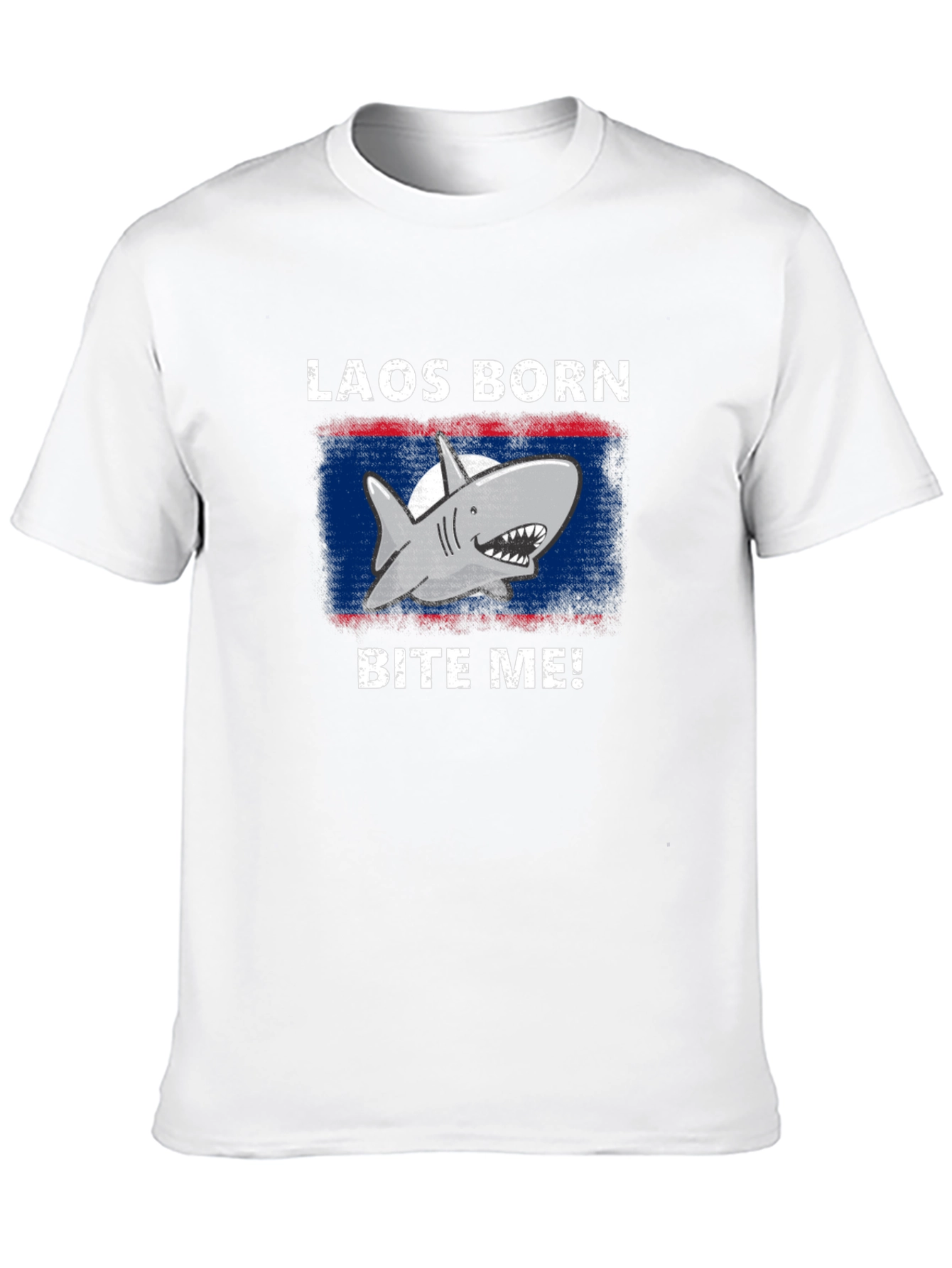 Laos Born Shark Bite Me! Mens Black T-Shirt