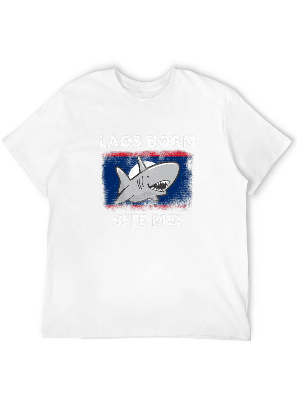Laos Born Shark Bite Me! Mens Black T-Shirt