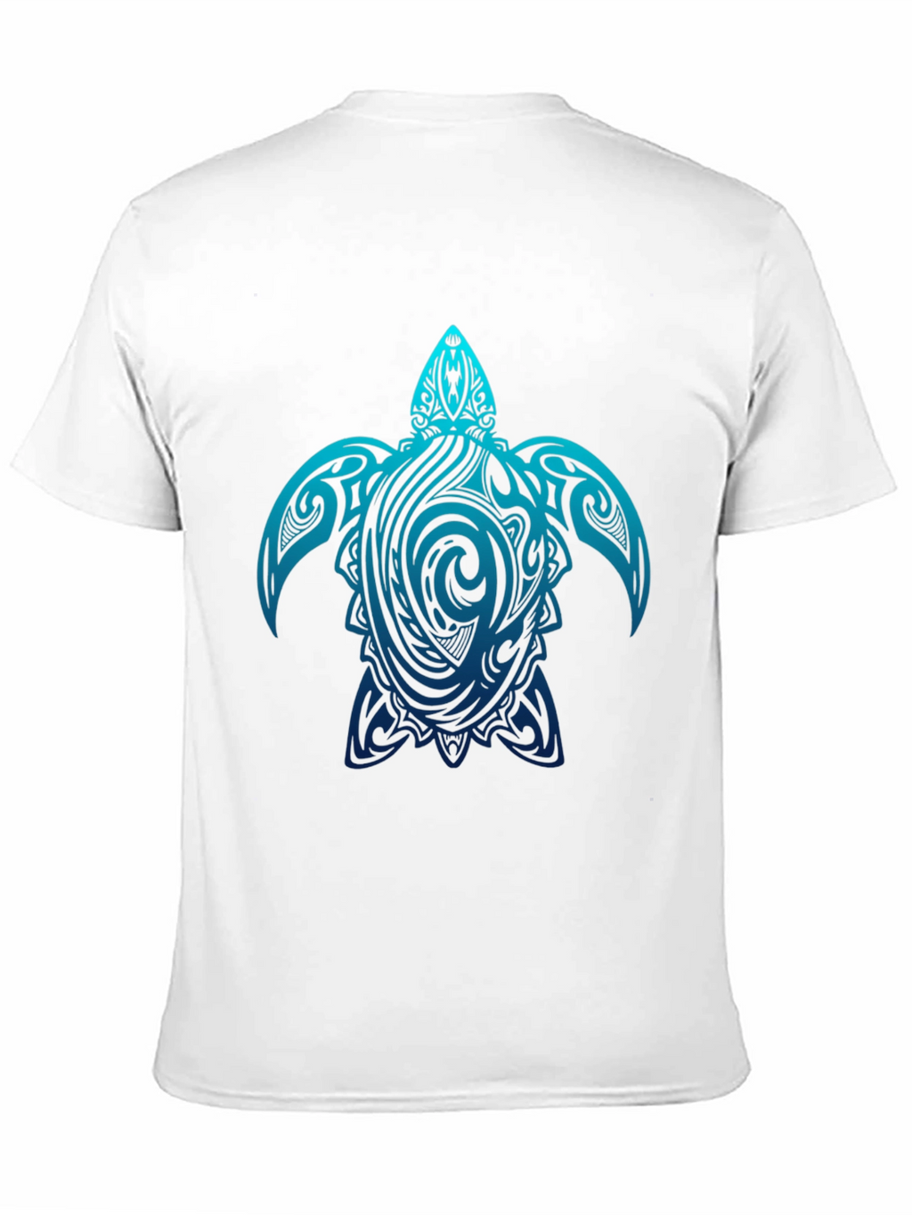 Mens Black T-Shirt with Blue Turtle Tribal Design