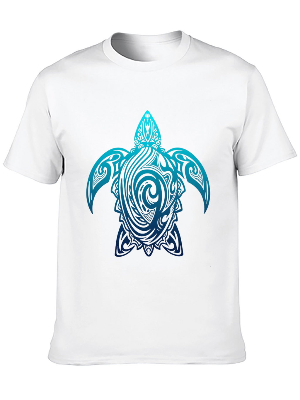 Mens Black T-Shirt with Blue Turtle Tribal Design