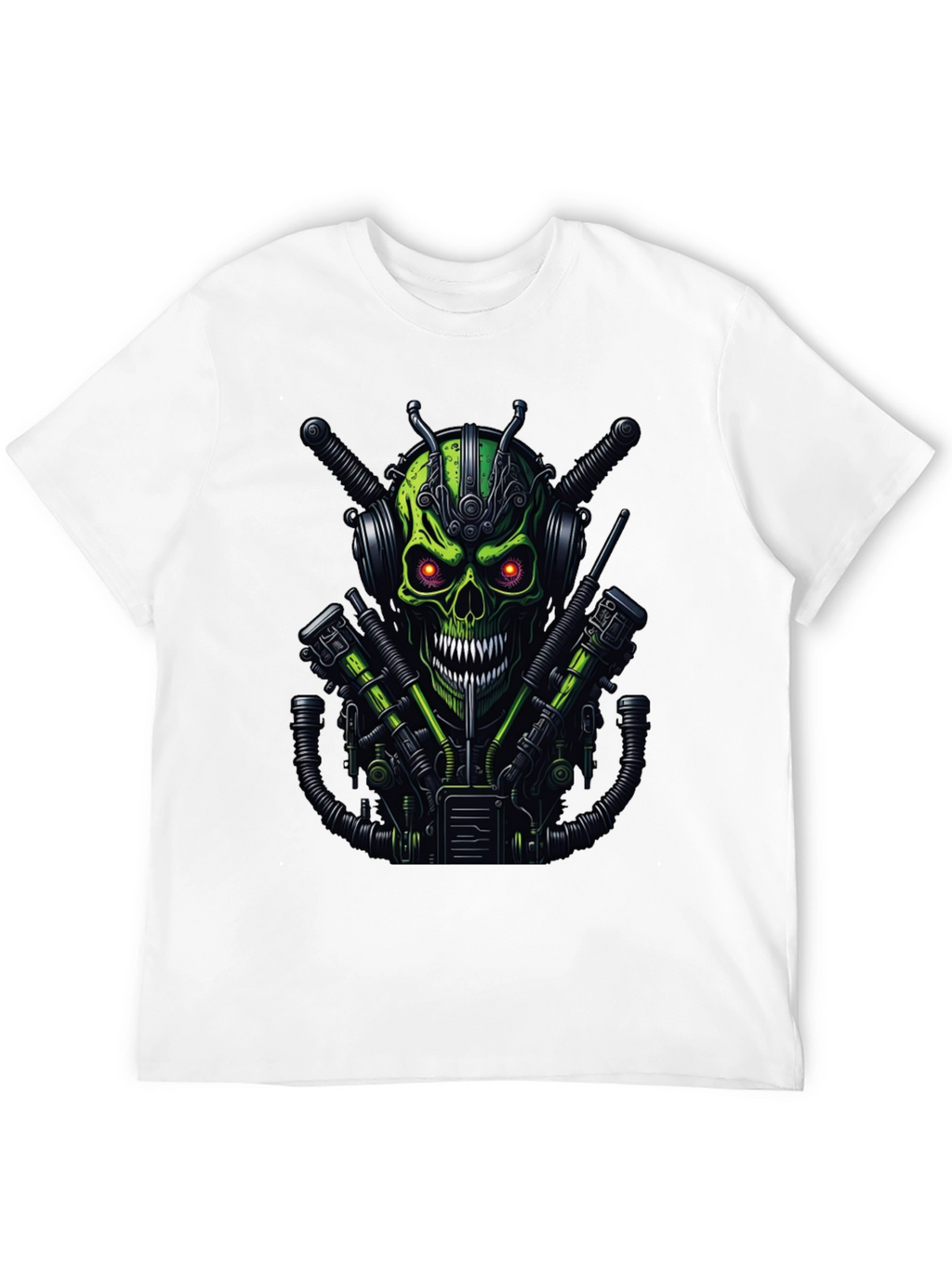 Cyberpunk Skull Graphic Tee - Mens Black T-Shirt