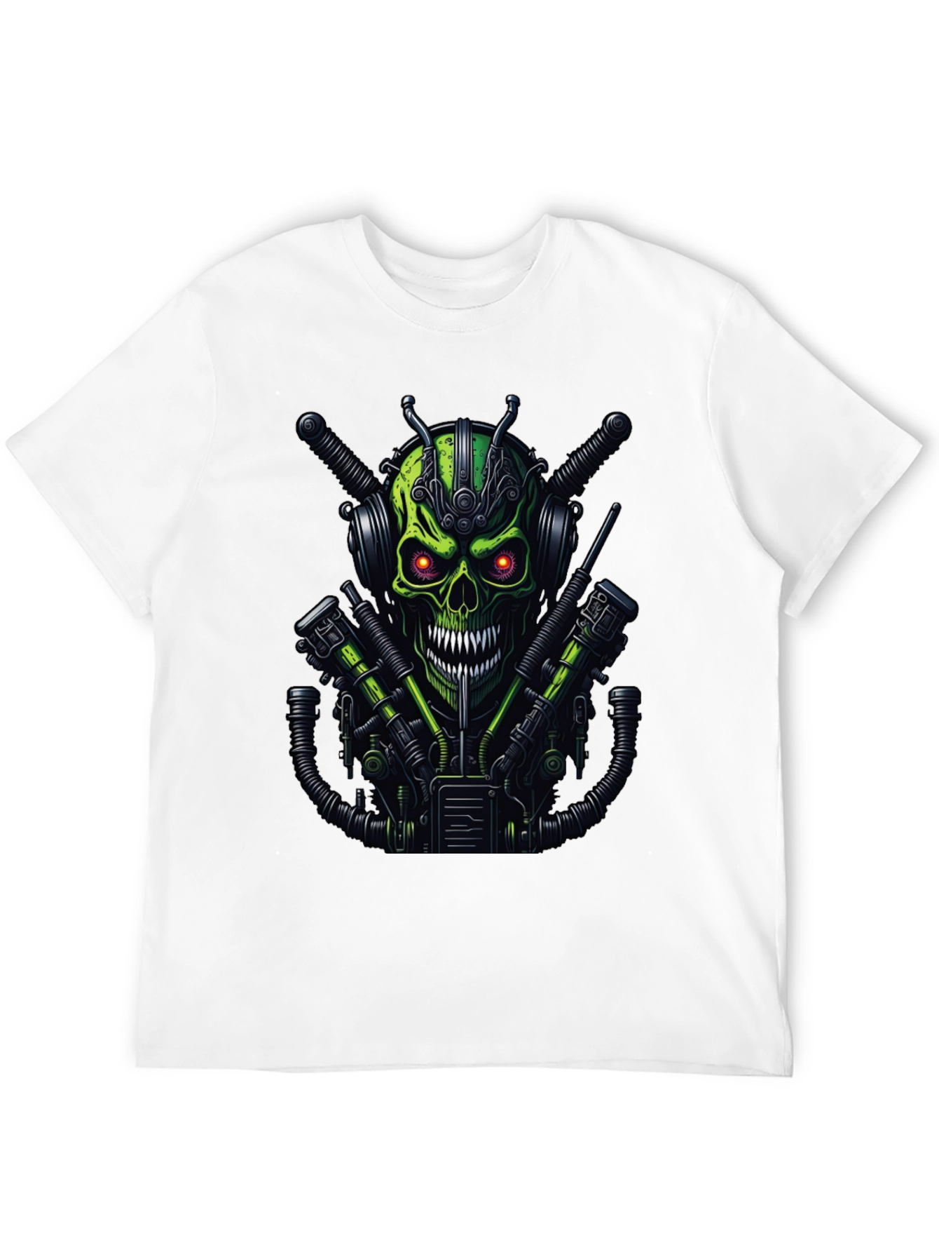 Cyberpunk Skull Graphic Tee - Mens Black T-Shirt