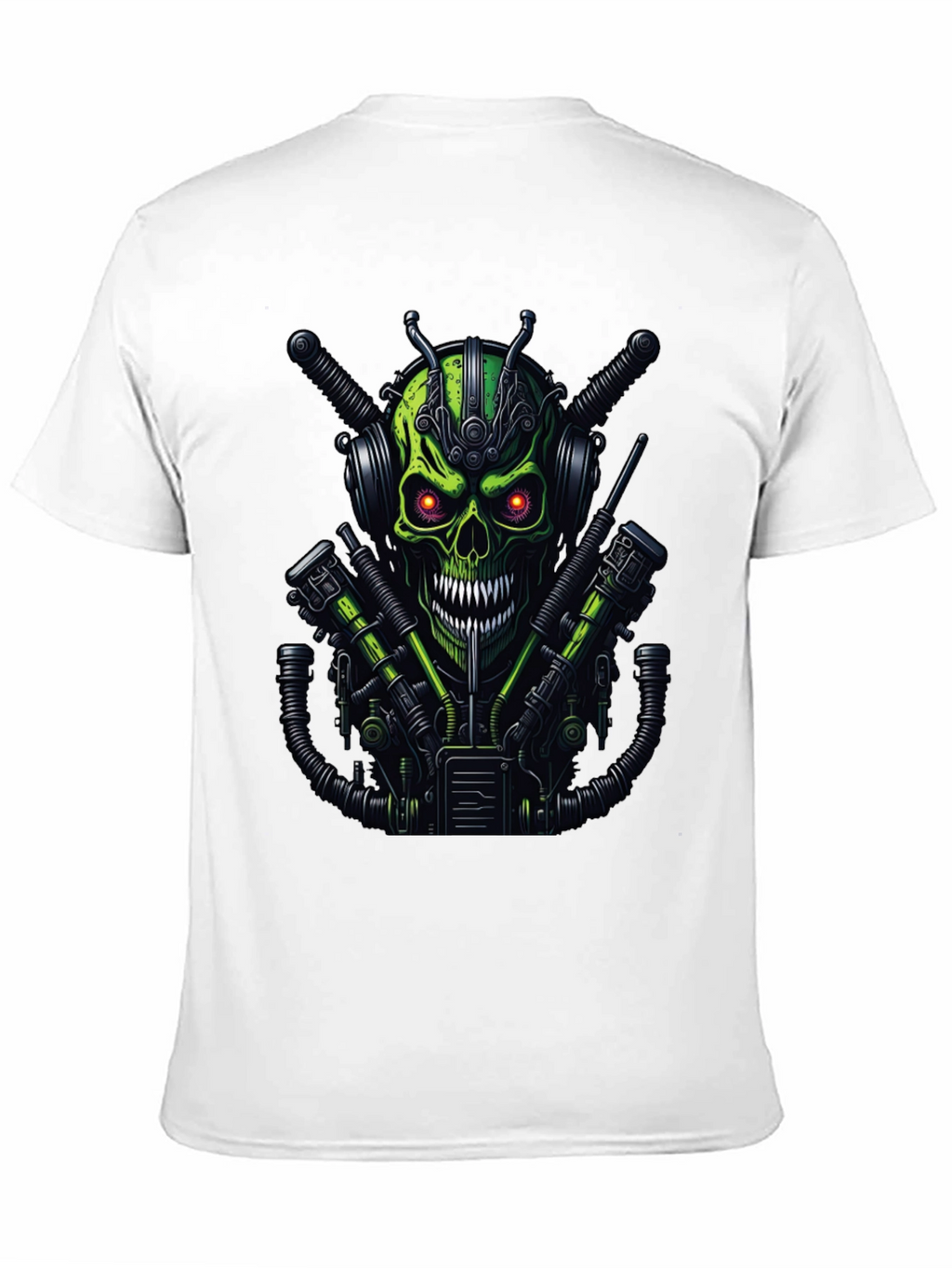 Cyberpunk Skull Graphic Tee - Mens Black T-Shirt