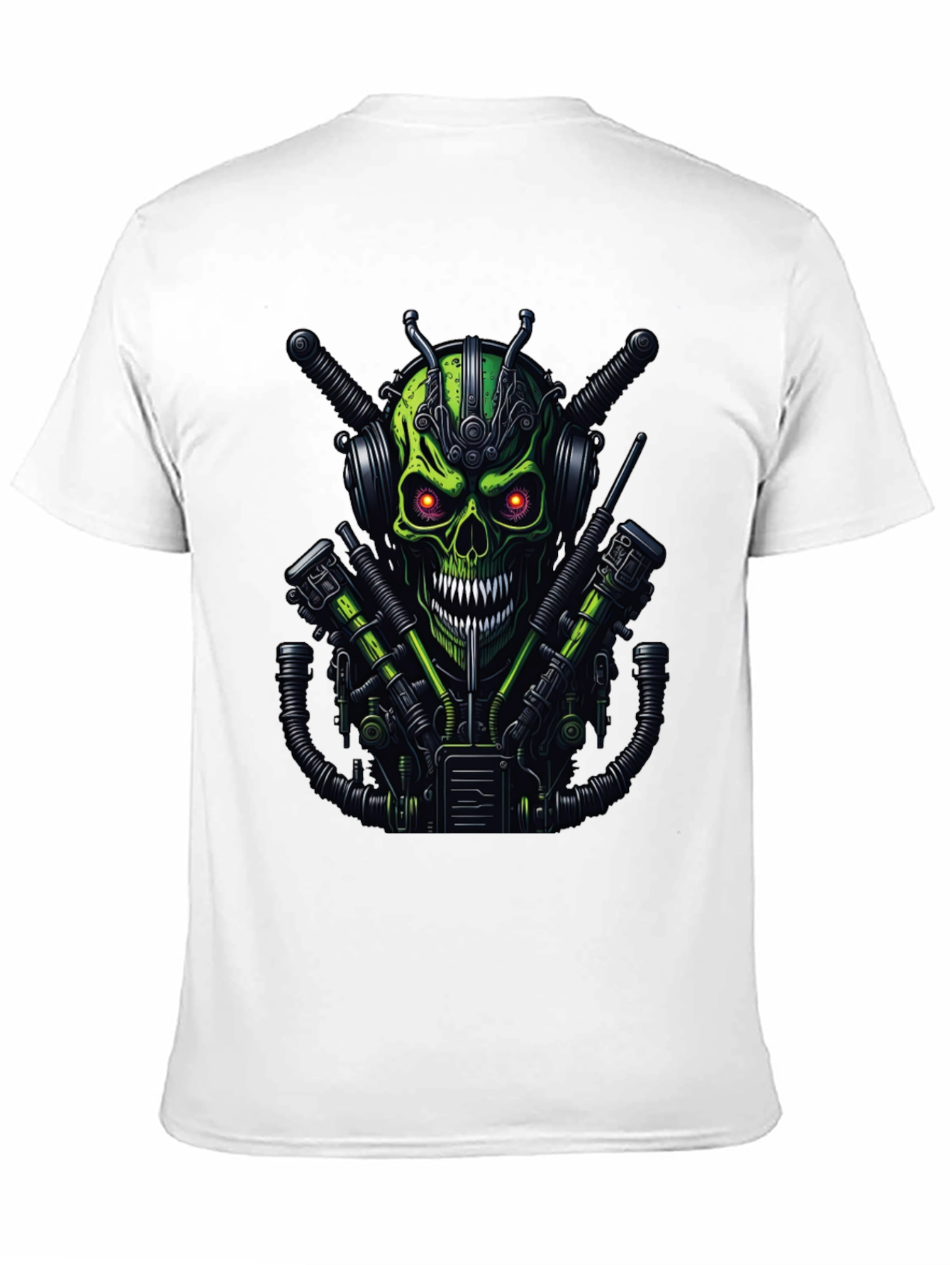 Cyberpunk Skull Graphic Tee - Mens Black T-Shirt