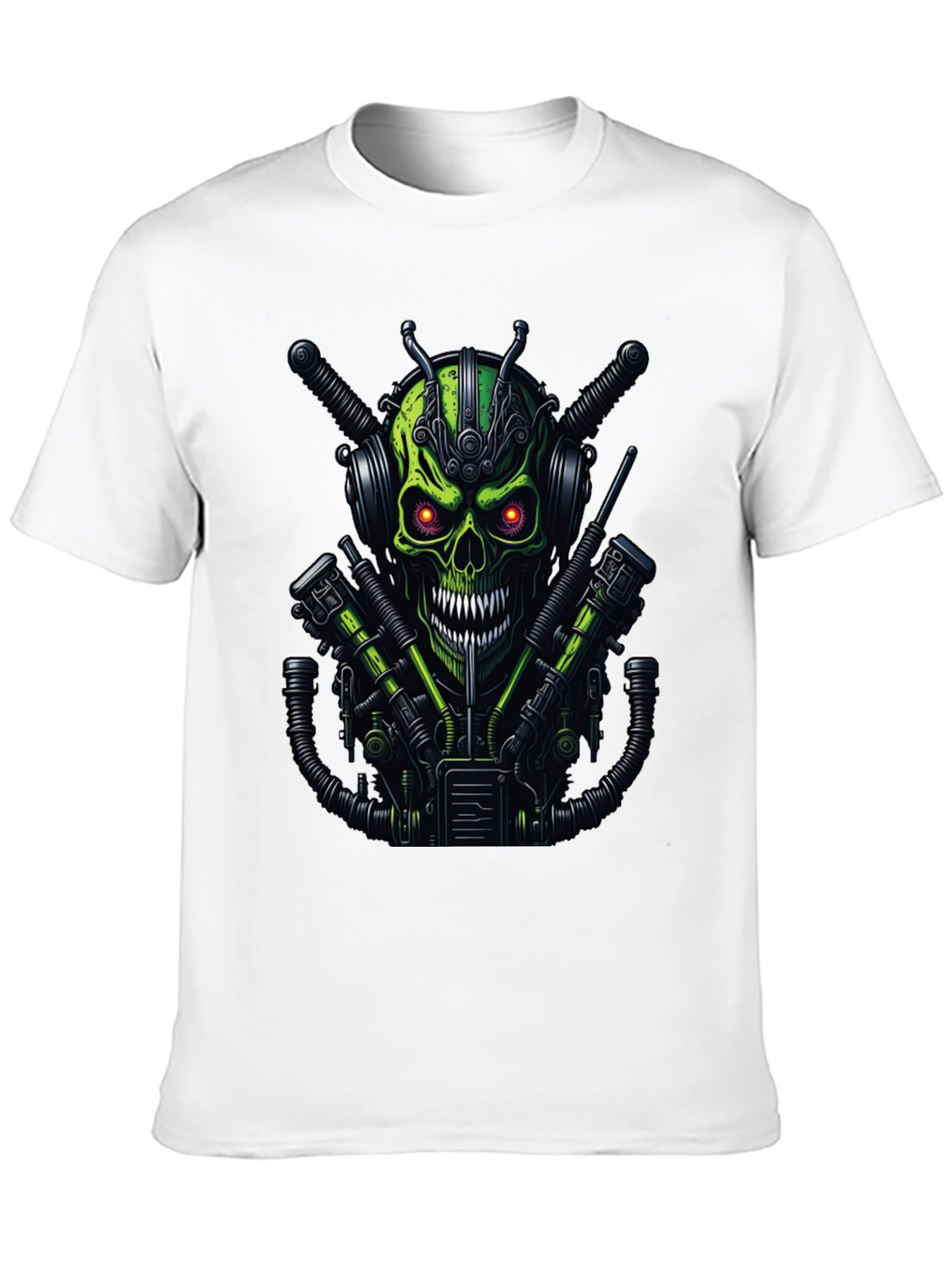 Cyberpunk Skull Graphic Tee - Mens Black T-Shirt