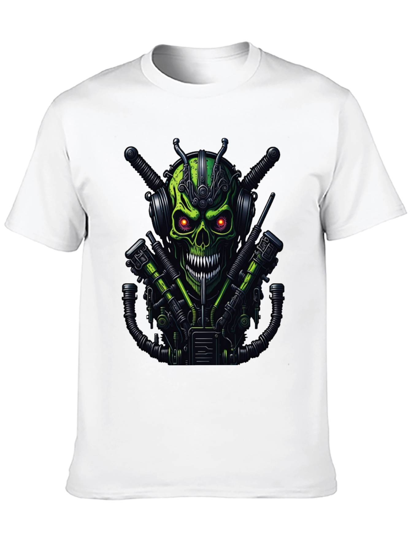 Cyberpunk Skull Graphic Tee - Mens Black T-Shirt