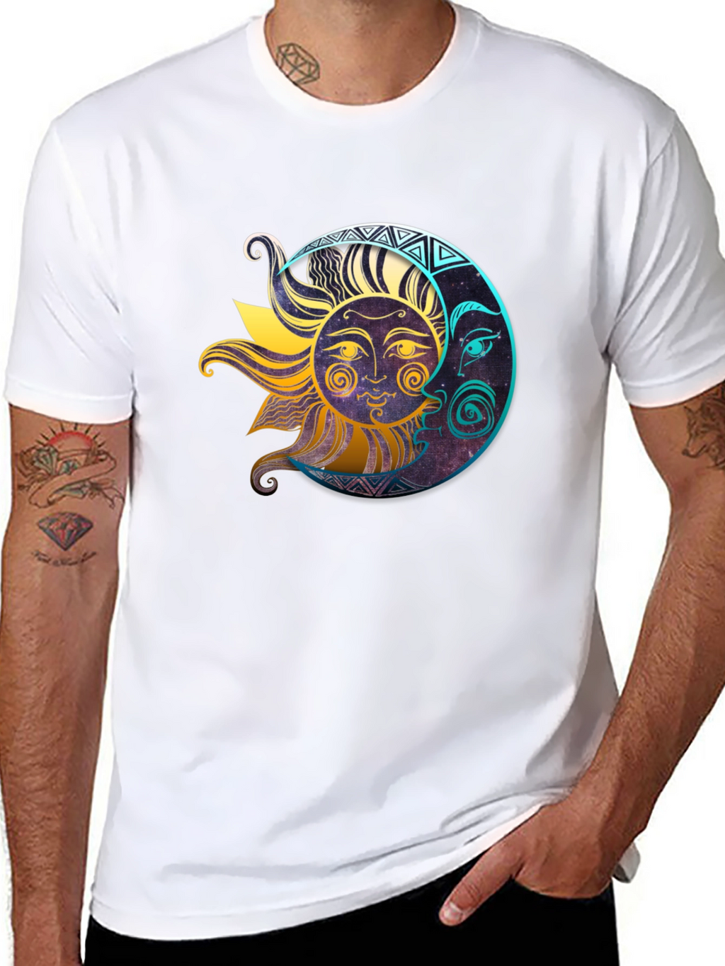 Celestial Sun & Moon Graphic T-Shirt