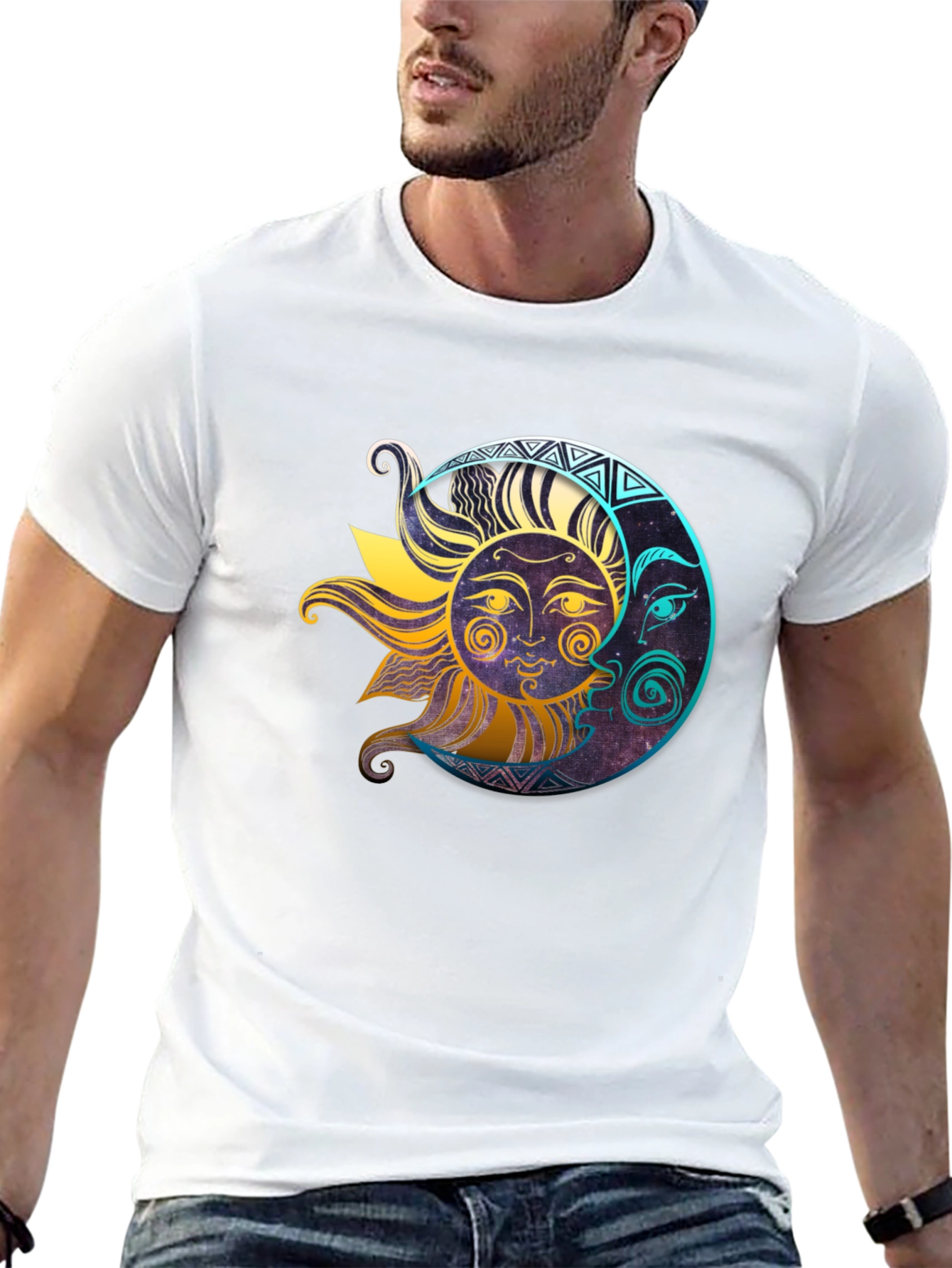 Celestial Sun & Moon Graphic T-Shirt