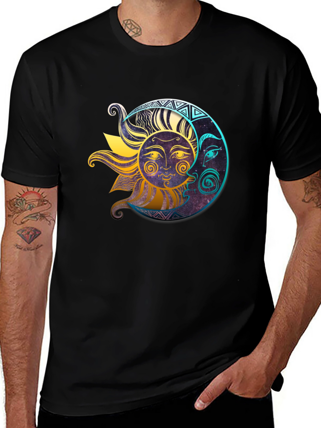 Celestial Sun & Moon Graphic T-Shirt