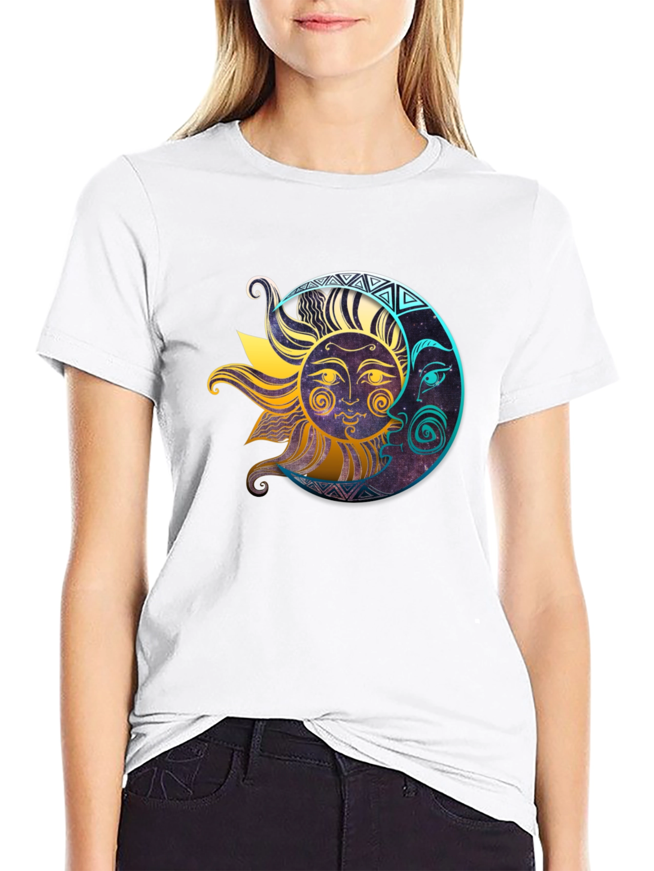 Celestial Sun & Moon Graphic T-Shirt