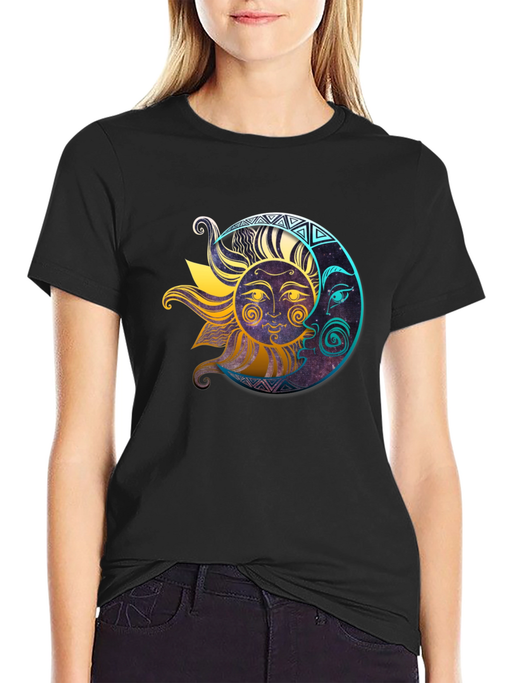 Celestial Sun & Moon Graphic T-Shirt