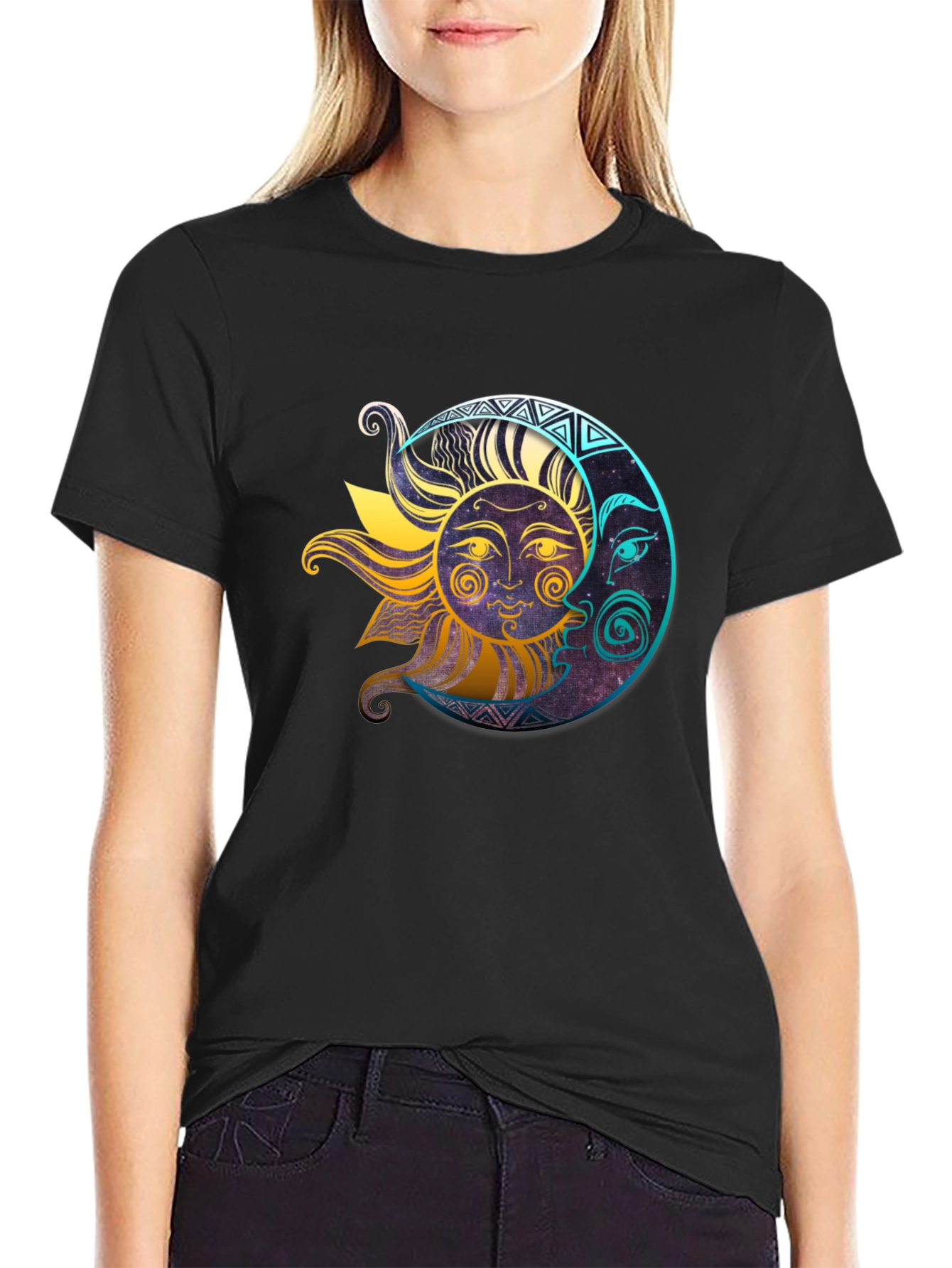 Celestial Sun & Moon Graphic T-Shirt