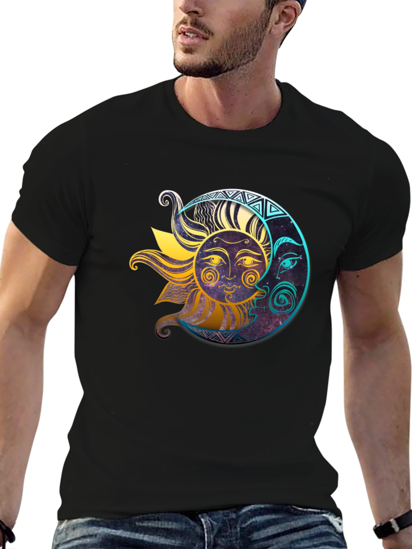 Celestial Sun & Moon Graphic T-Shirt