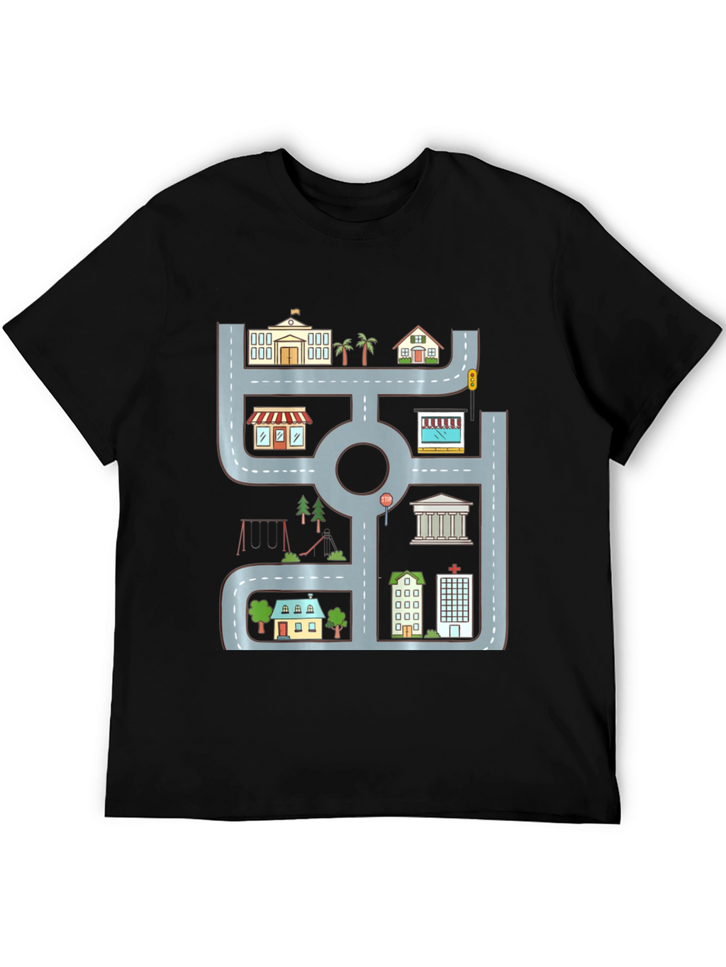Cityscape Graphic Tee - Urban Road Playmat Design