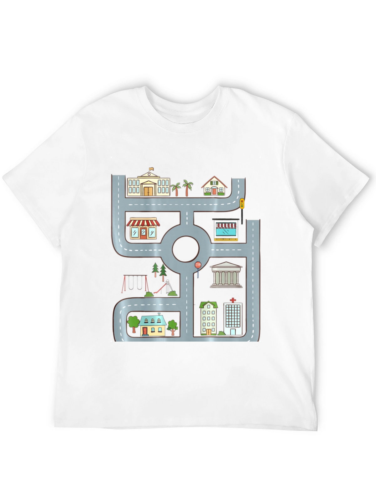 Cityscape Graphic Tee - Urban Road Playmat Design