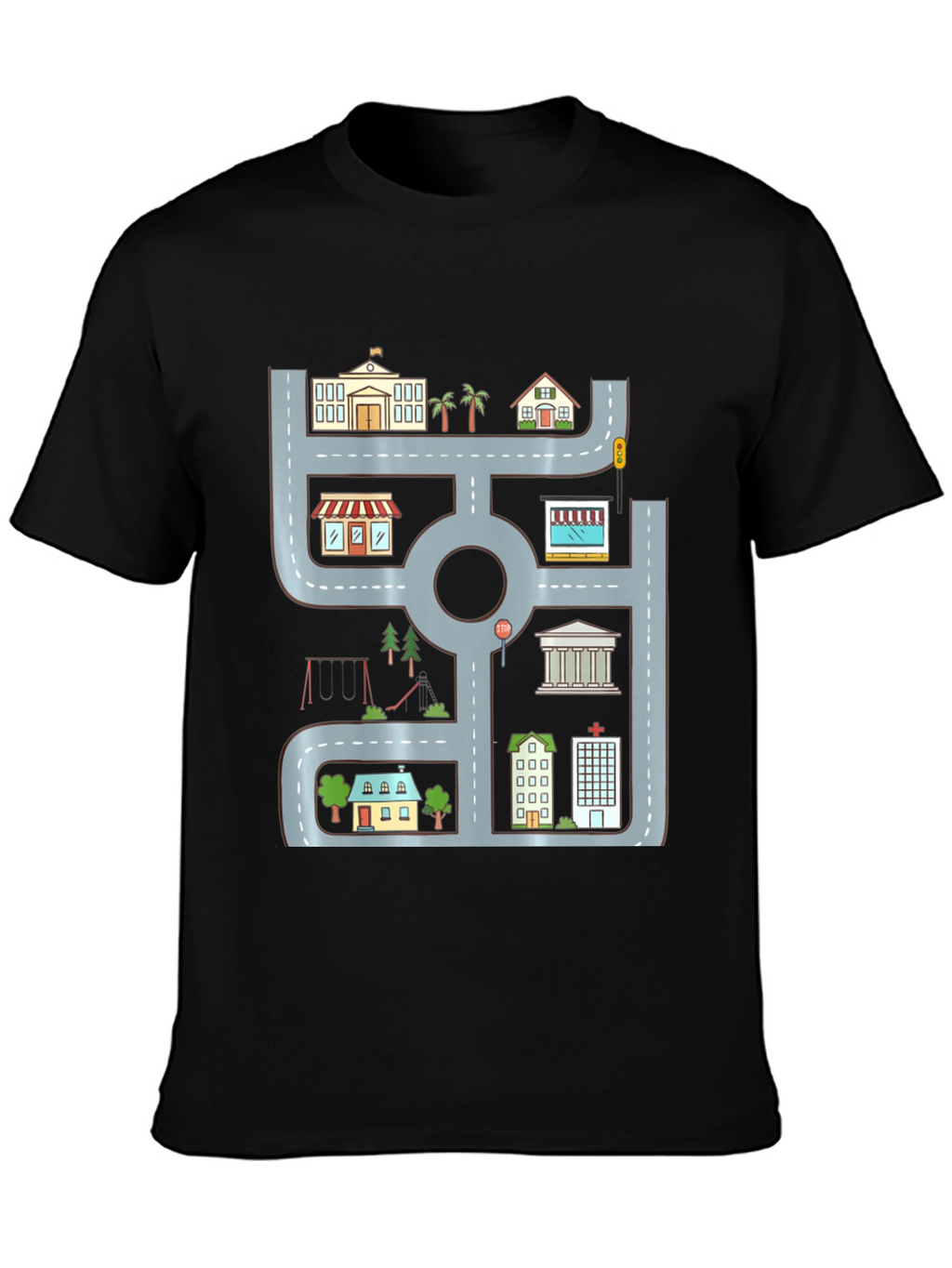 Cityscape Graphic Tee - Urban Road Playmat Design