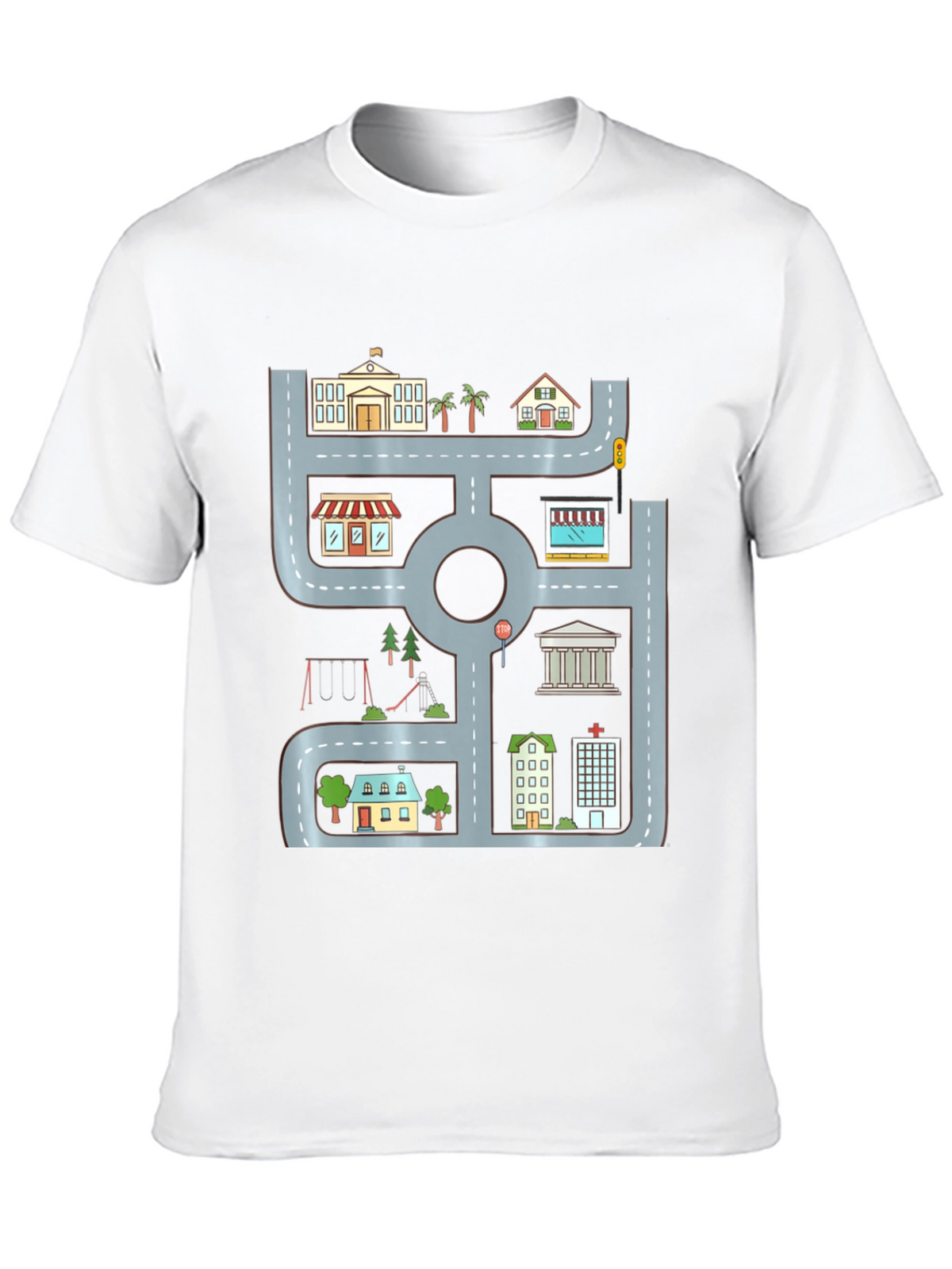Cityscape Graphic Tee - Urban Road Playmat Design