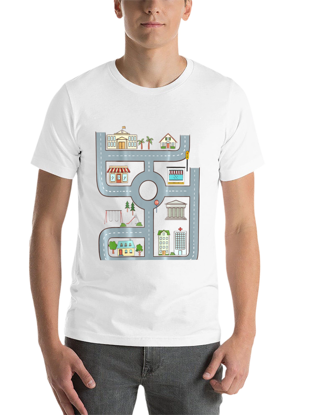Cityscape Graphic Tee - Urban Road Playmat Design