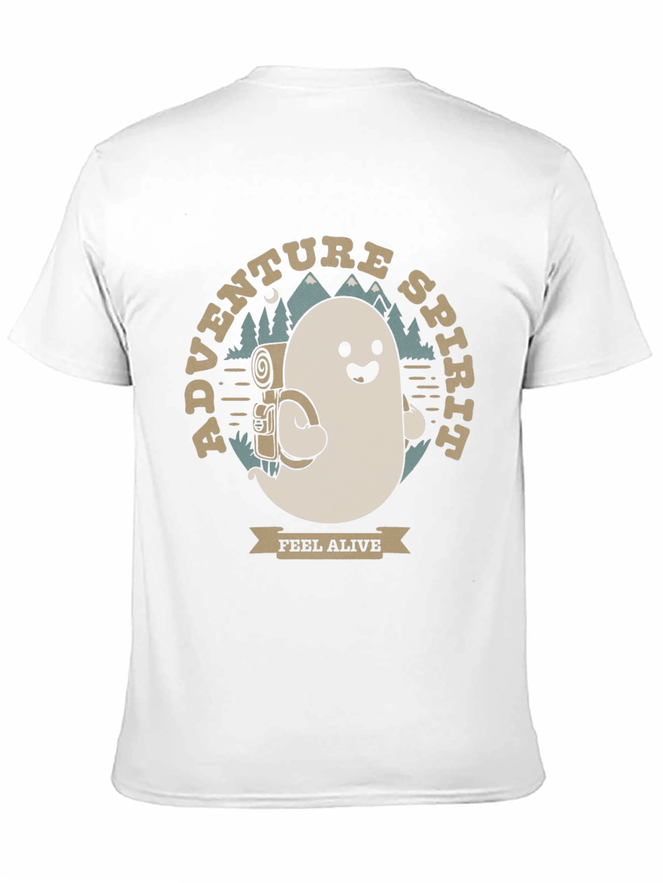 Adventure Spirit T-Shirt: Ghost with Backpack