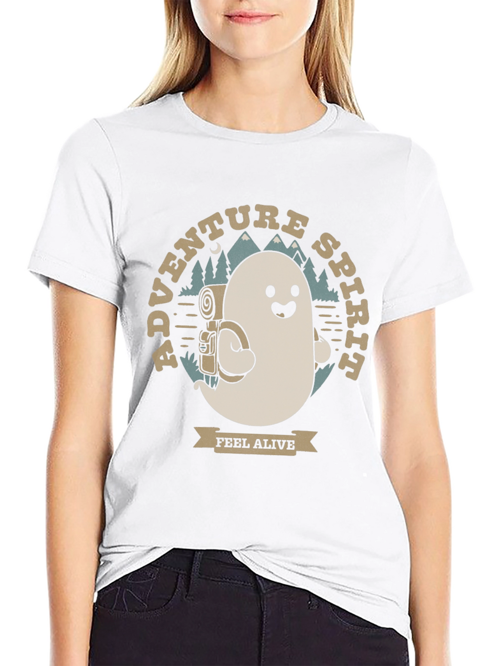 Adventure Spirit T-Shirt: Ghost with Backpack