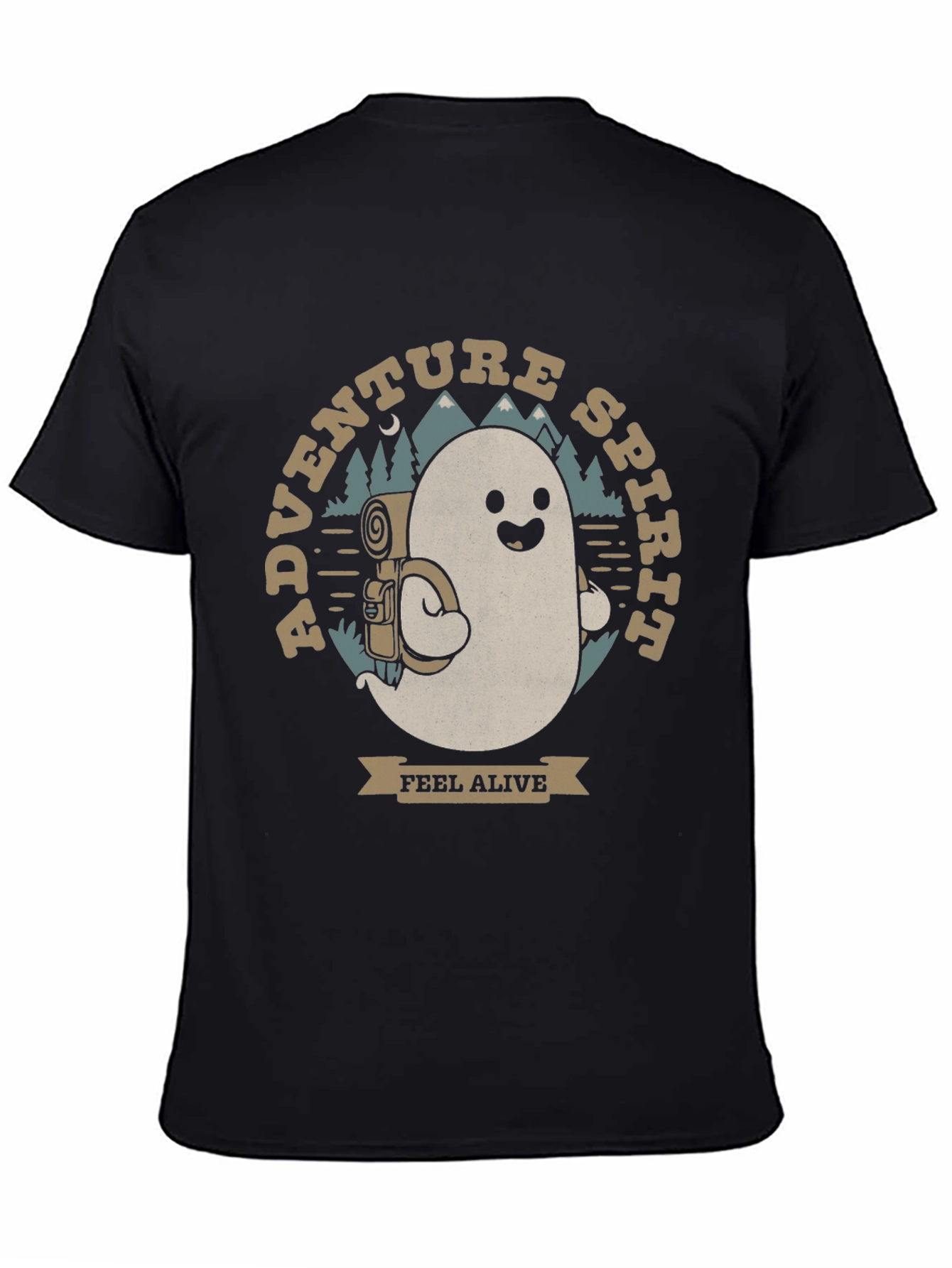 Adventure Spirit T-Shirt: Ghost with Backpack