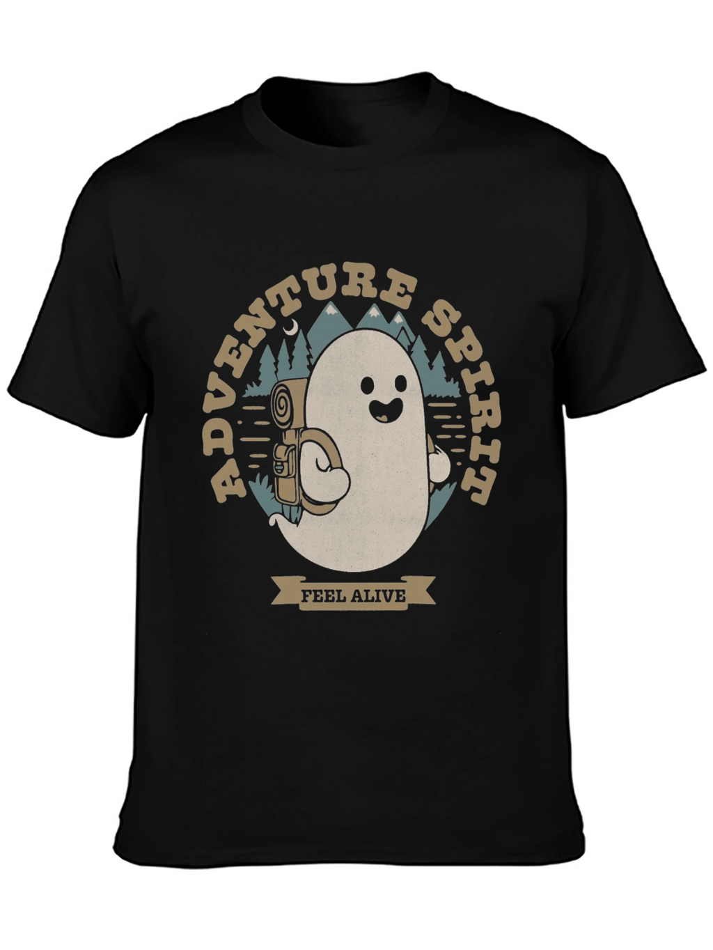 Adventure Spirit T-Shirt: Ghost with Backpack