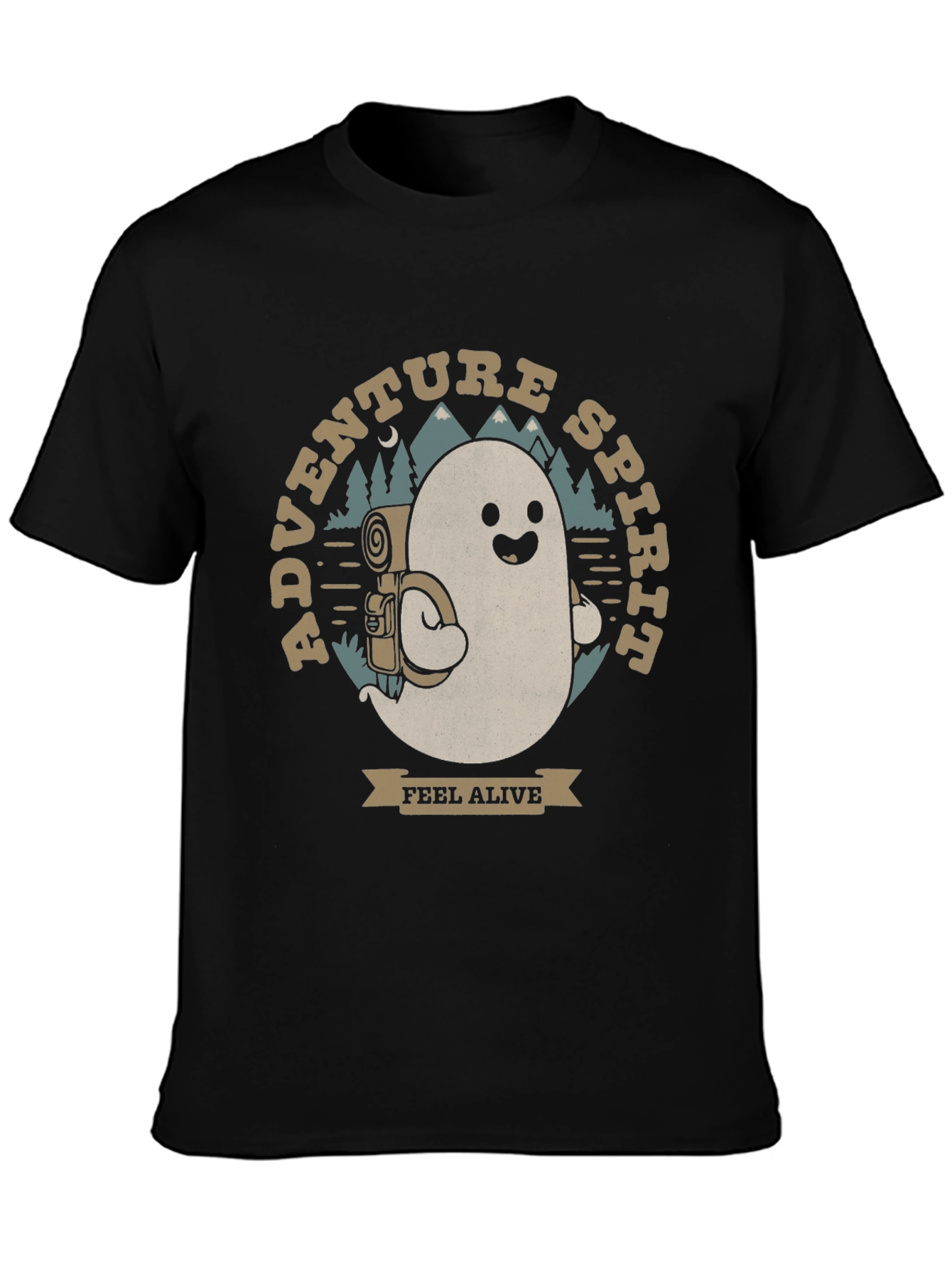 Adventure Spirit T-Shirt: Ghost with Backpack