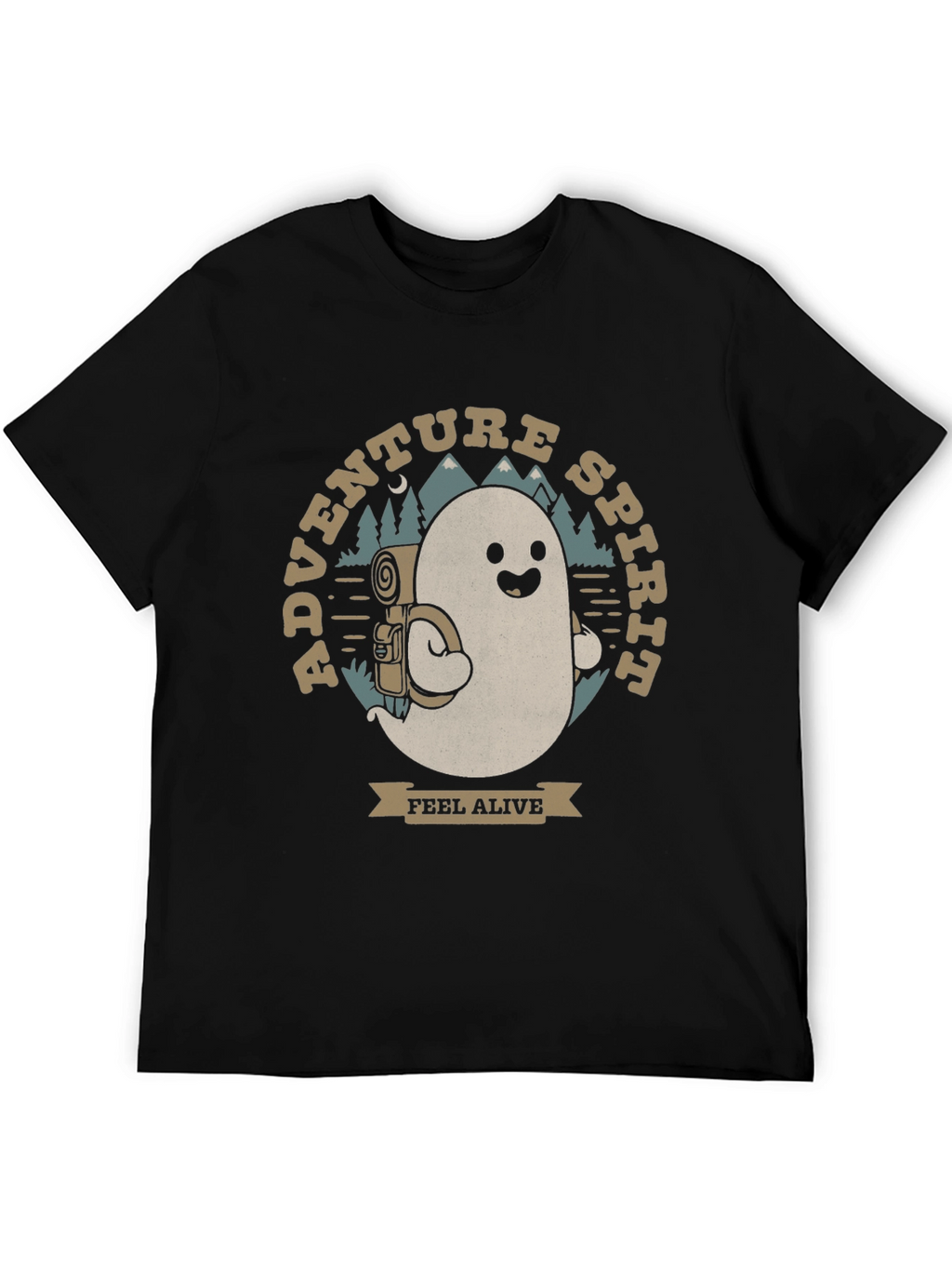 Adventure Spirit T-Shirt: Ghost with Backpack