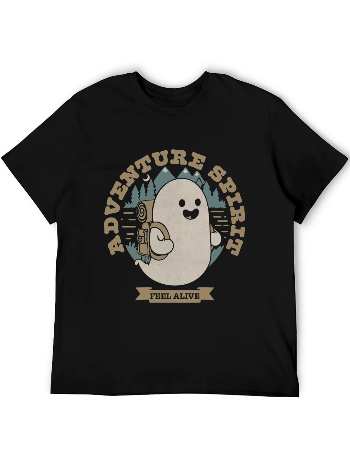 Adventure Spirit T-Shirt: Ghost with Backpack