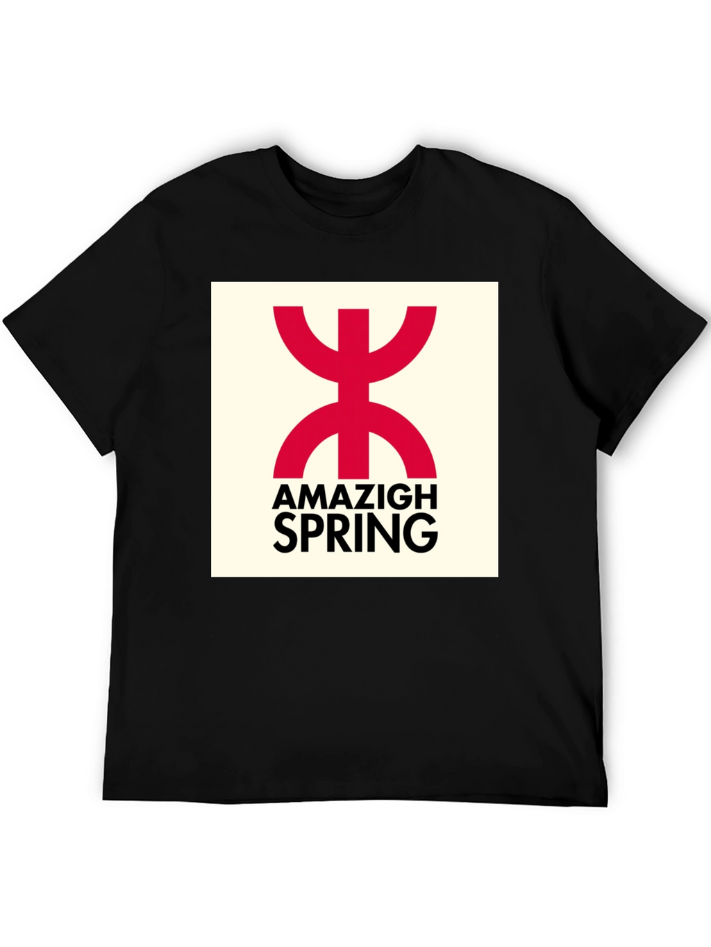 Amazigh Spring Black T-Shirt - Berber Symbol Design