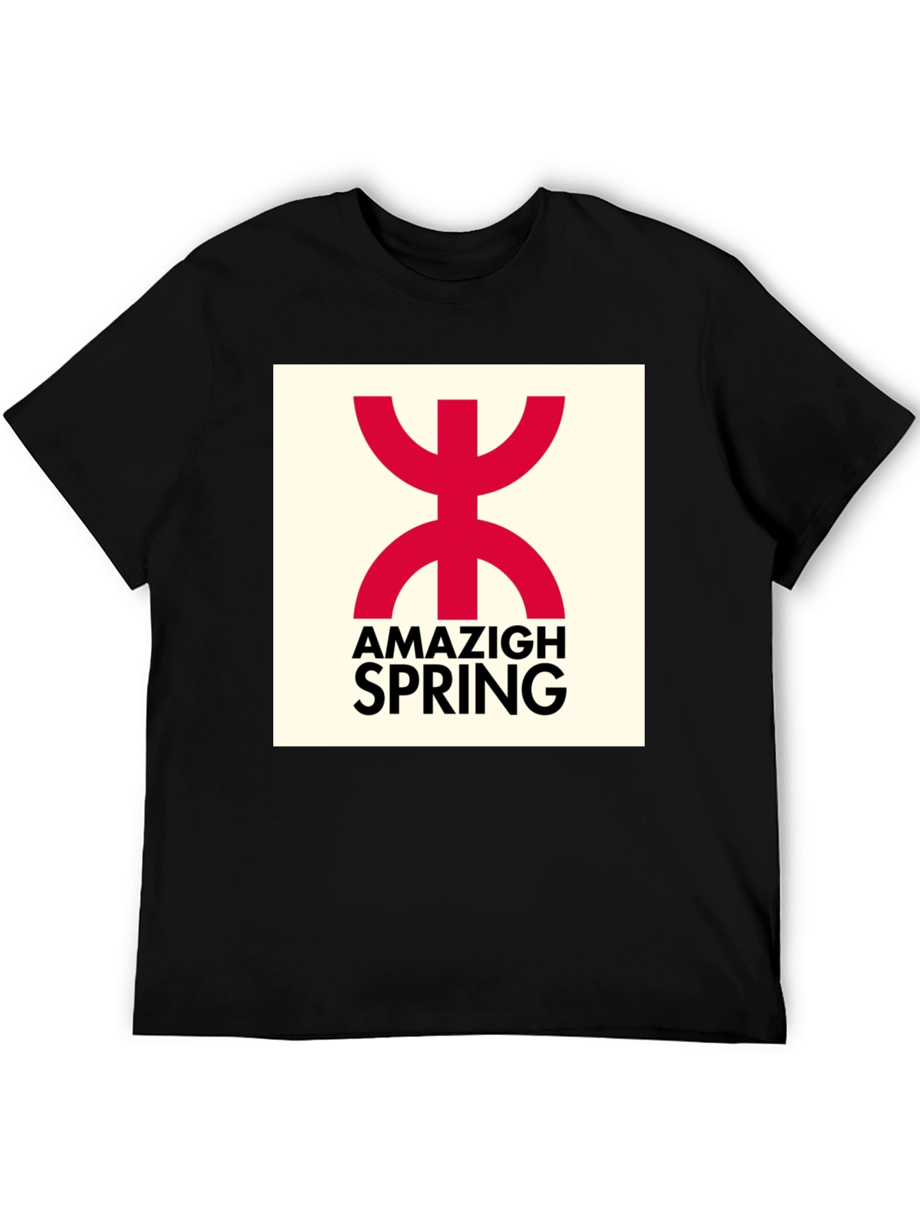 Amazigh Spring Black T-Shirt - Berber Symbol Design