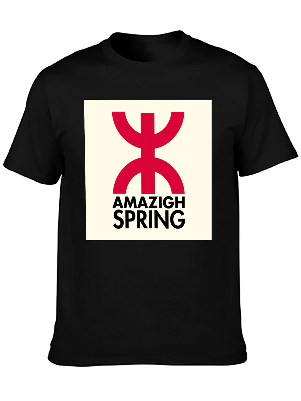 Amazigh Spring Black T-Shirt - Berber Symbol Design