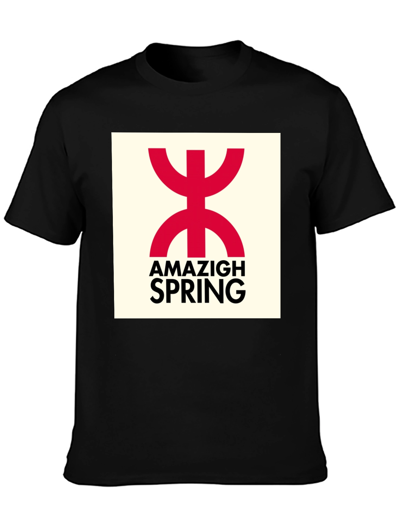 Amazigh Spring Black T-Shirt - Berber Symbol Design