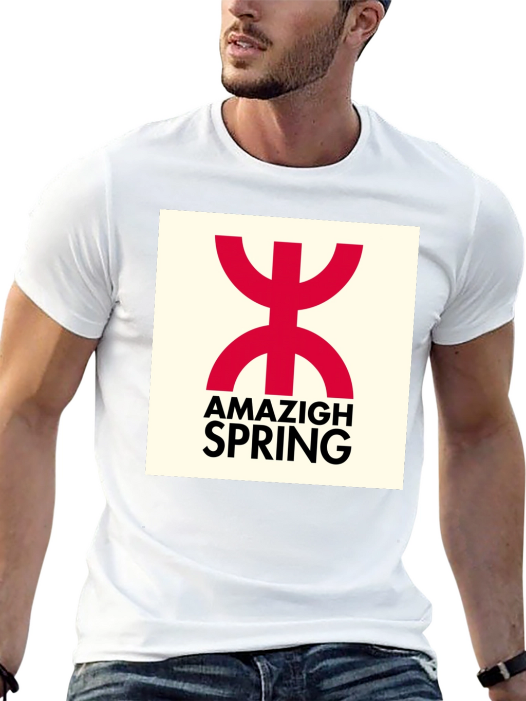 Amazigh Spring Black T-Shirt - Berber Symbol Design